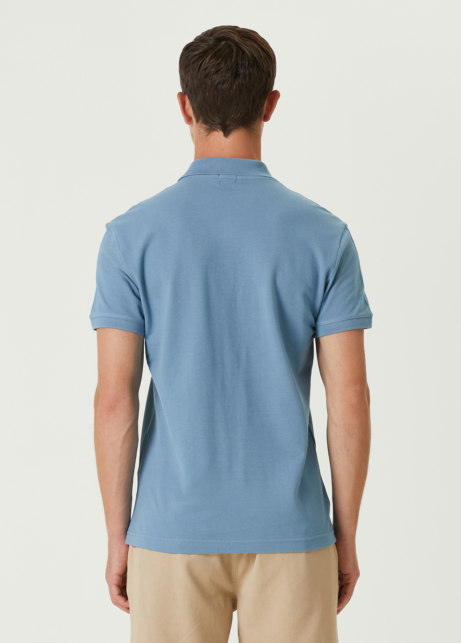 Slim Fit Mavi Polo Yaka T-shirt_3