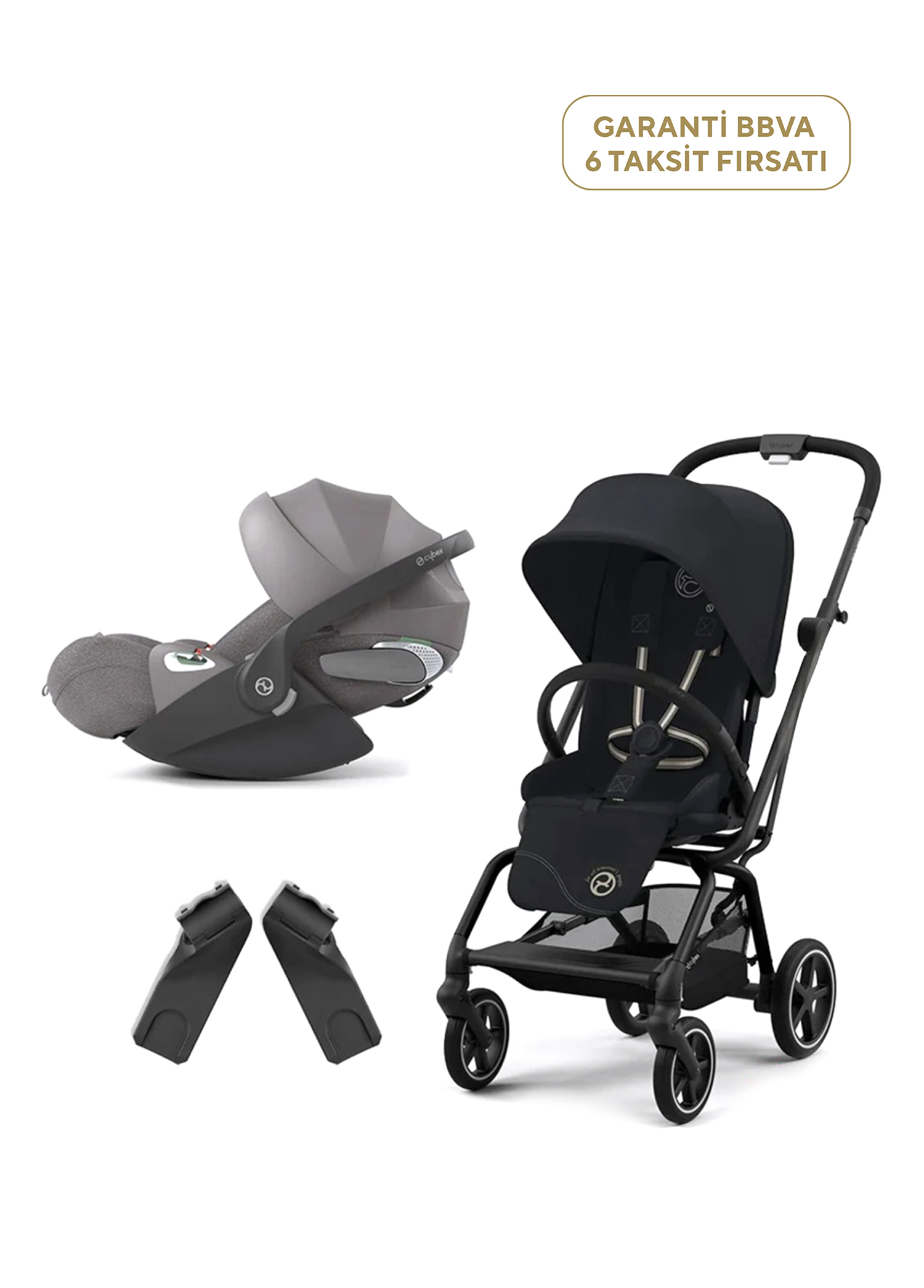 Eezy S 360 Twist+2 Black Cloud T Plus Grey Adaptör Bebek Arabası Set
