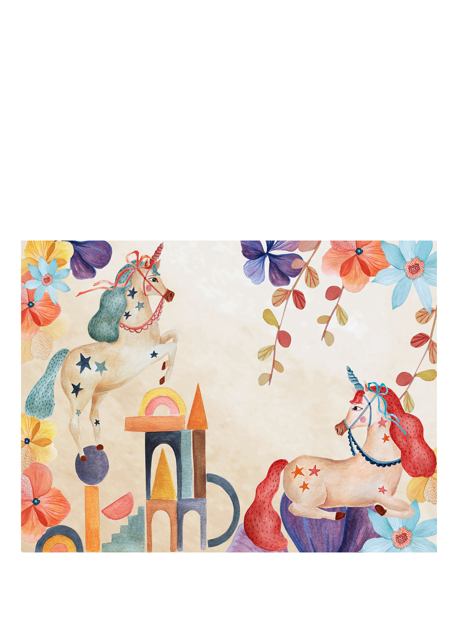 The Bloom Bej Renkli Figürlü Hipoalerjenik Çocuk Halısı 120 x 160 cm