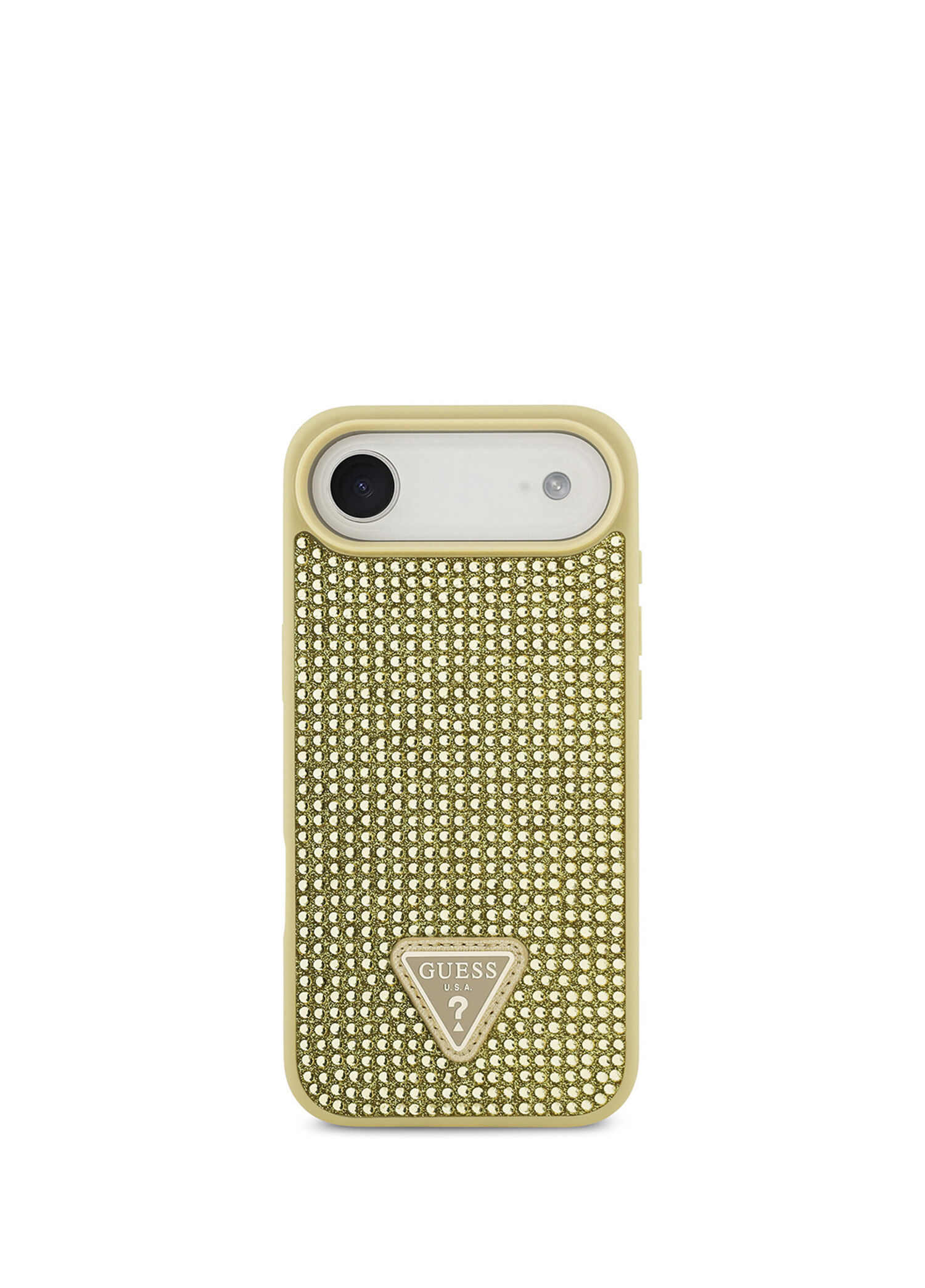 Guess - iPhone 17 Air Taşlı Arka Yüzey Üçgen Logolu Telefon Kılıfı - GOLD