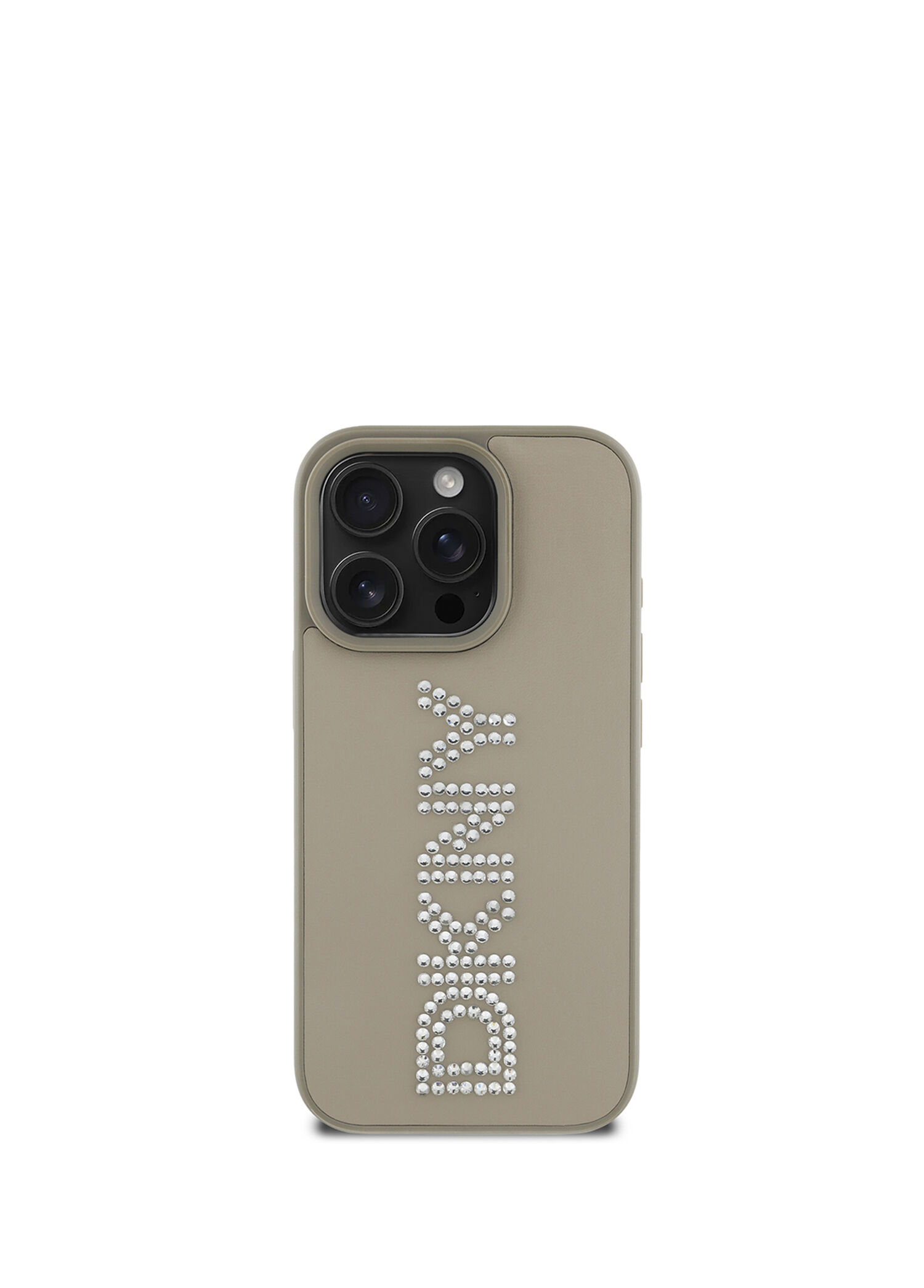 Rhinestones Metalik Taşlı iPhone 15 Pro Max PU Deri Telefon Kılıfı