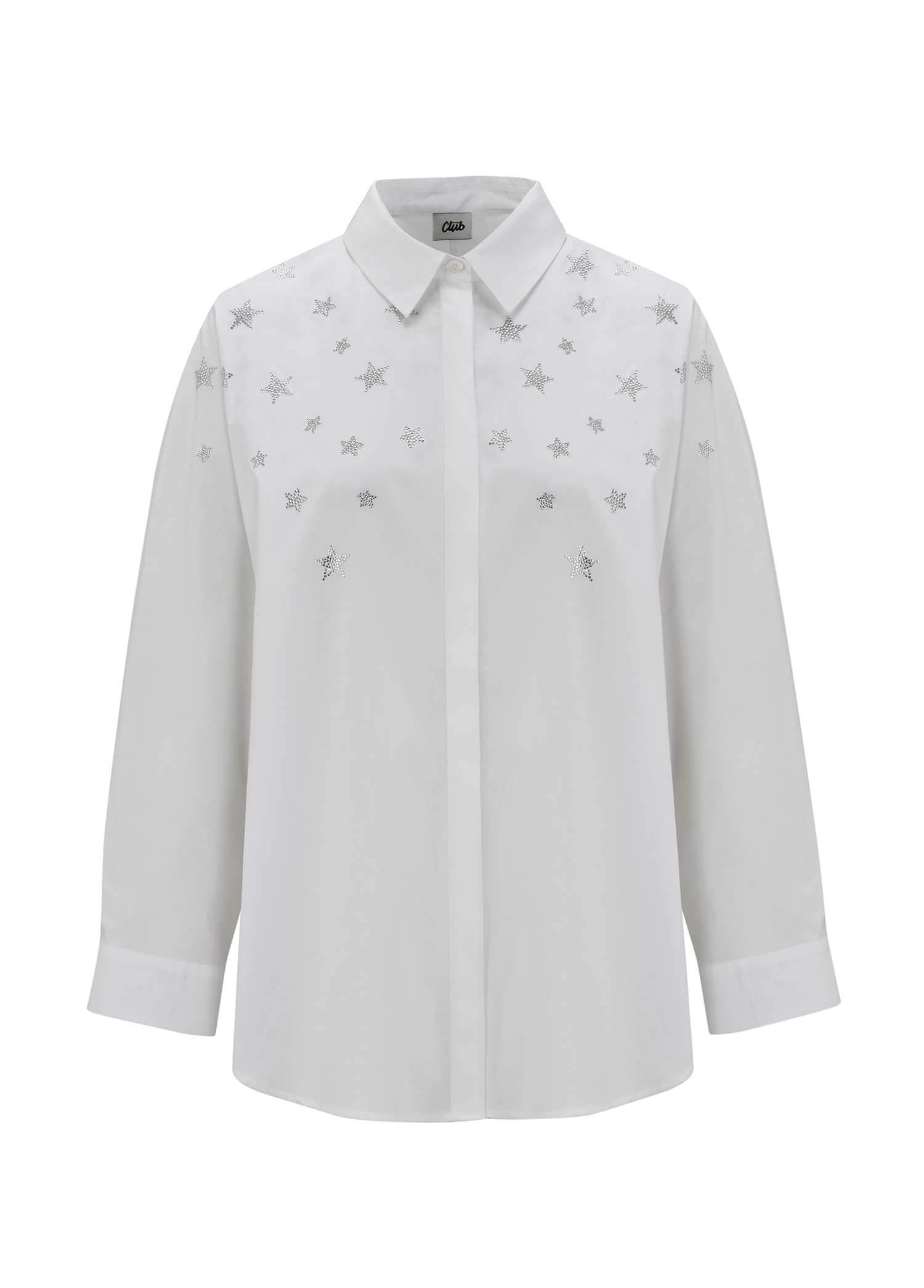 Beymen Oversize Beyaz Yıldız Detaylı Poplin Gömlek. 1