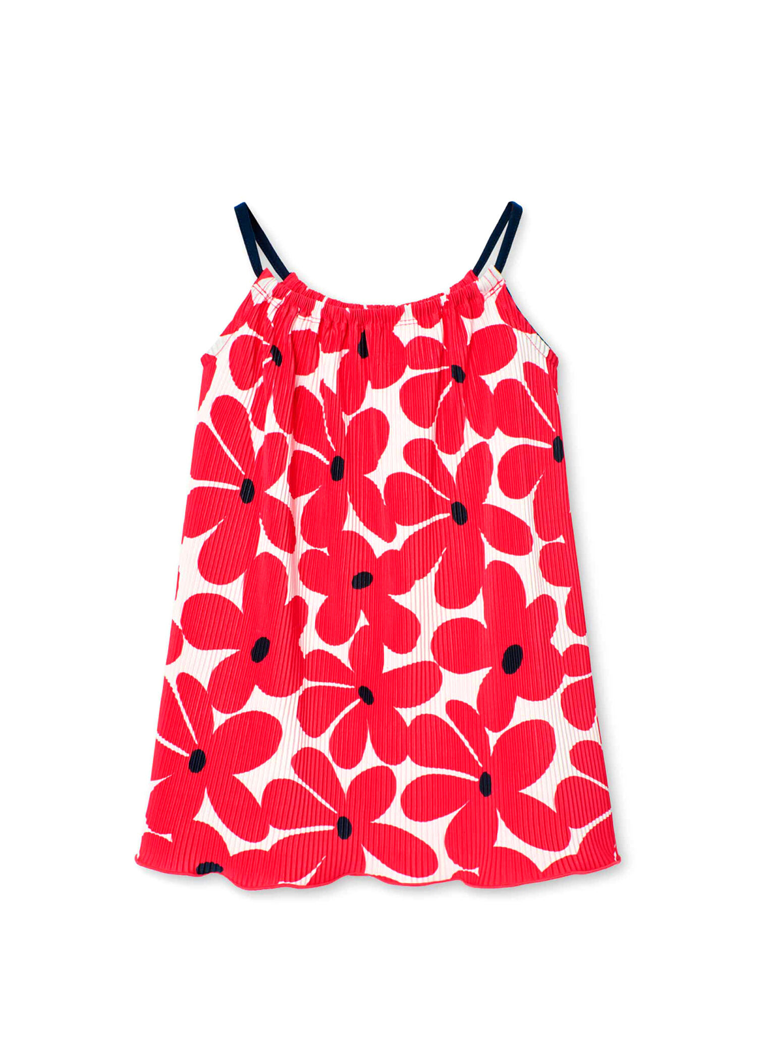 Renkli Çiçek Baskılı Askılı Kız Çocuk Elbise