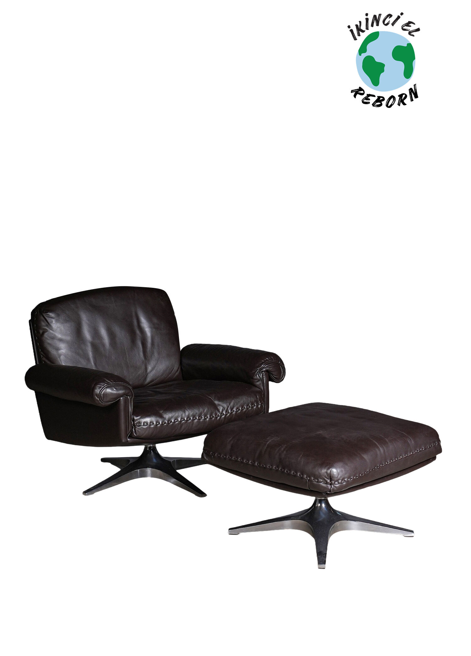de Sede DS-31 Armchair & Stool Siyah Tekli Koltuk ve Tabure