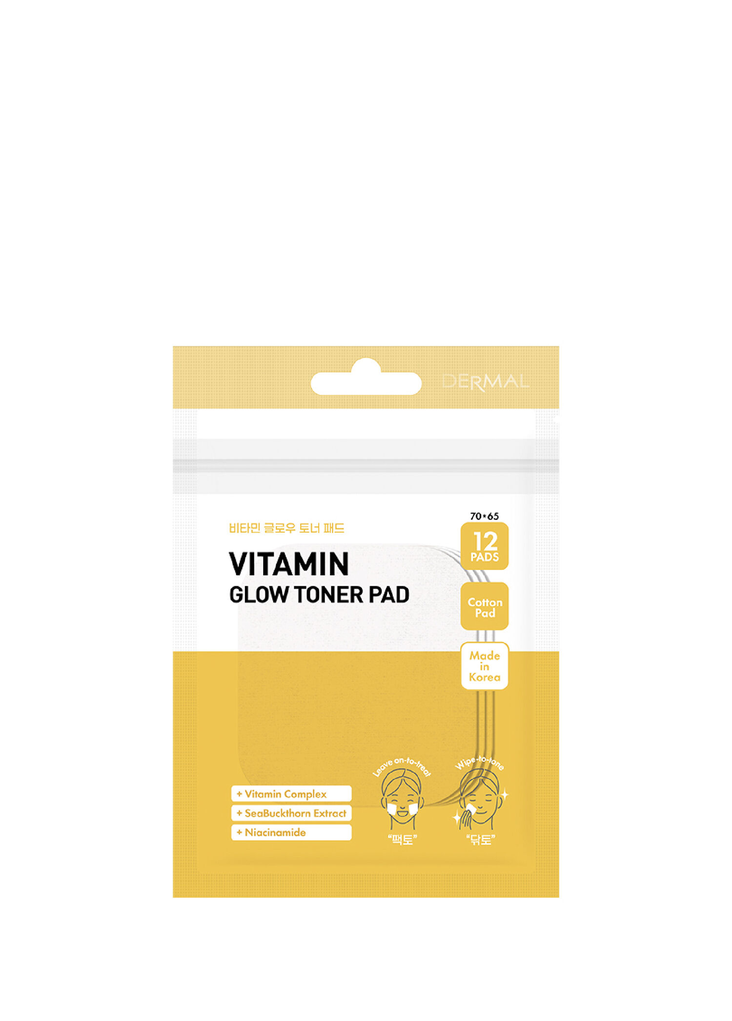 Dermal - Vitamin Glow Toner Pad Revitalizing and Brightening Radiance Tonic Pad 12 Pieces