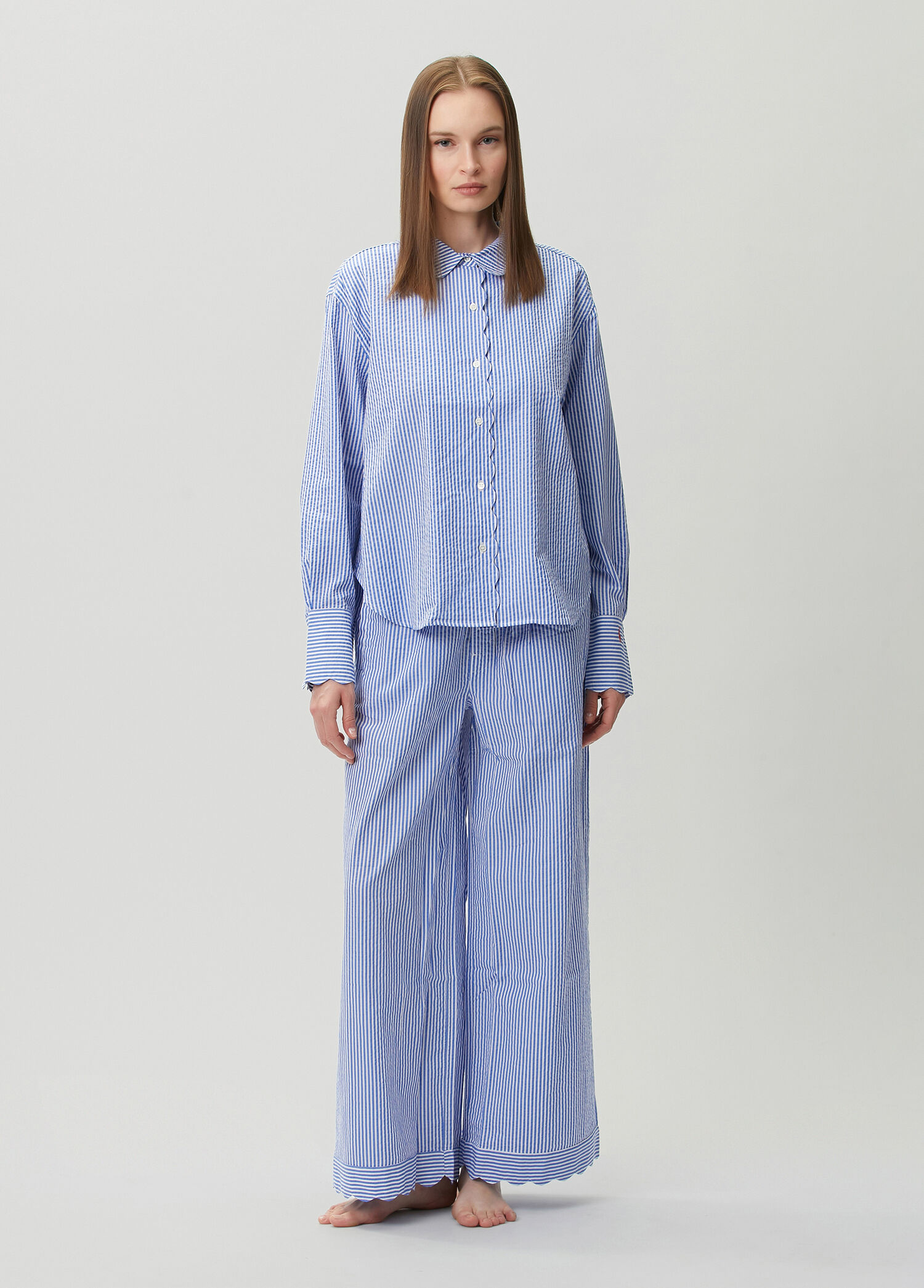 Mavi Çizgili Pijama Takımı