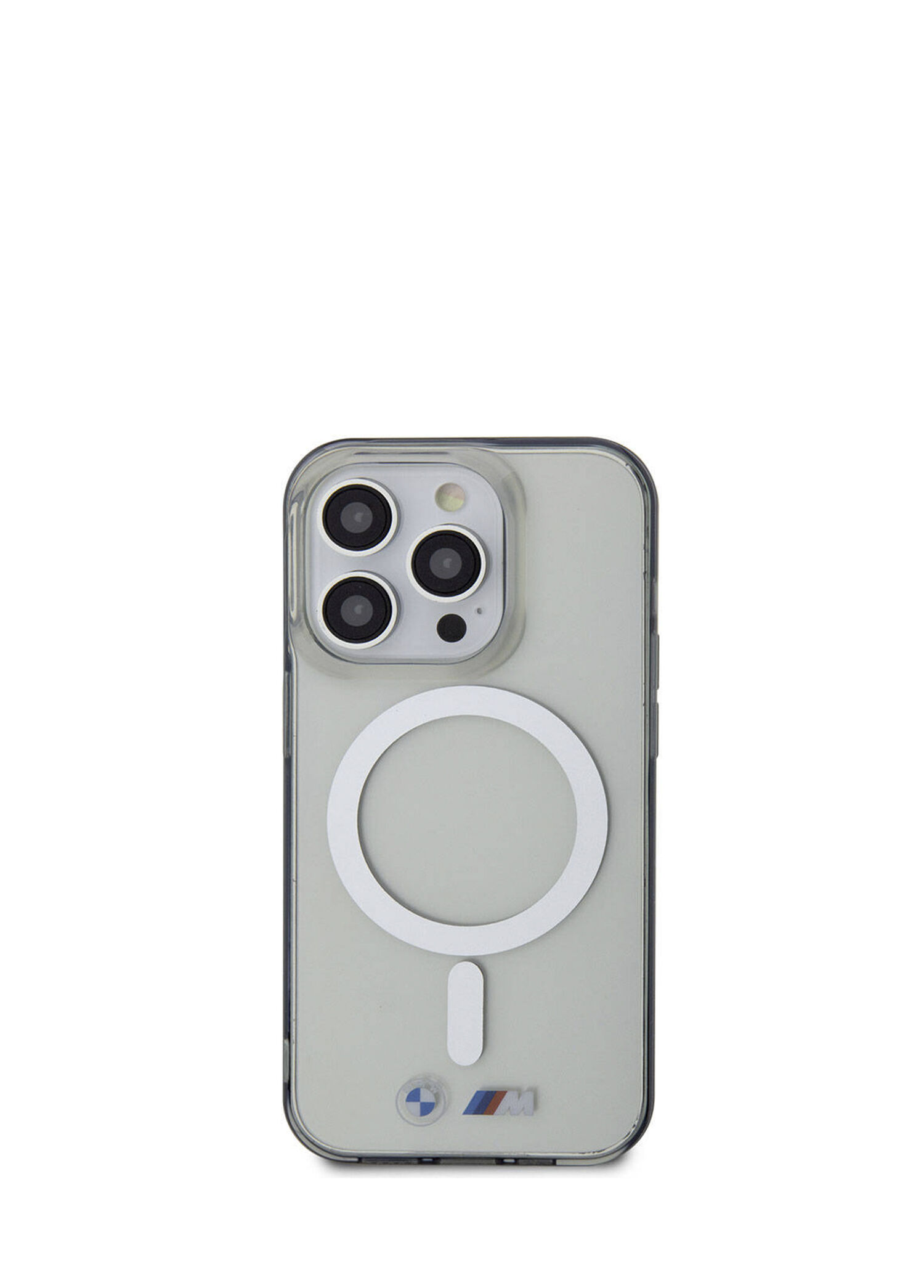 BMW - iPhone 15 Pro Max Silver Ring Şeffaf MagSafe Uyumlu Telefon Kılıfı - Gri