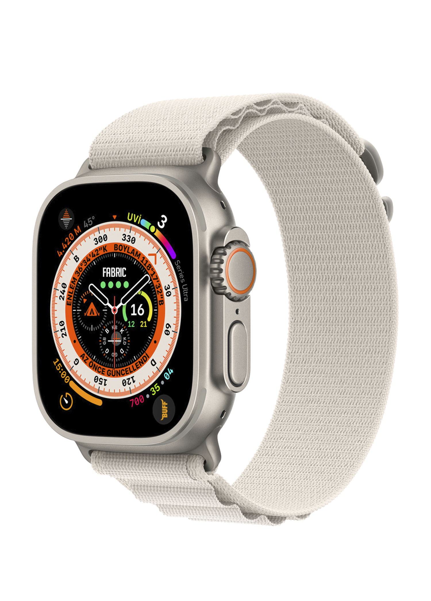 Apple Watch Ultra Fabric Band 49mm Beyaz Kayış