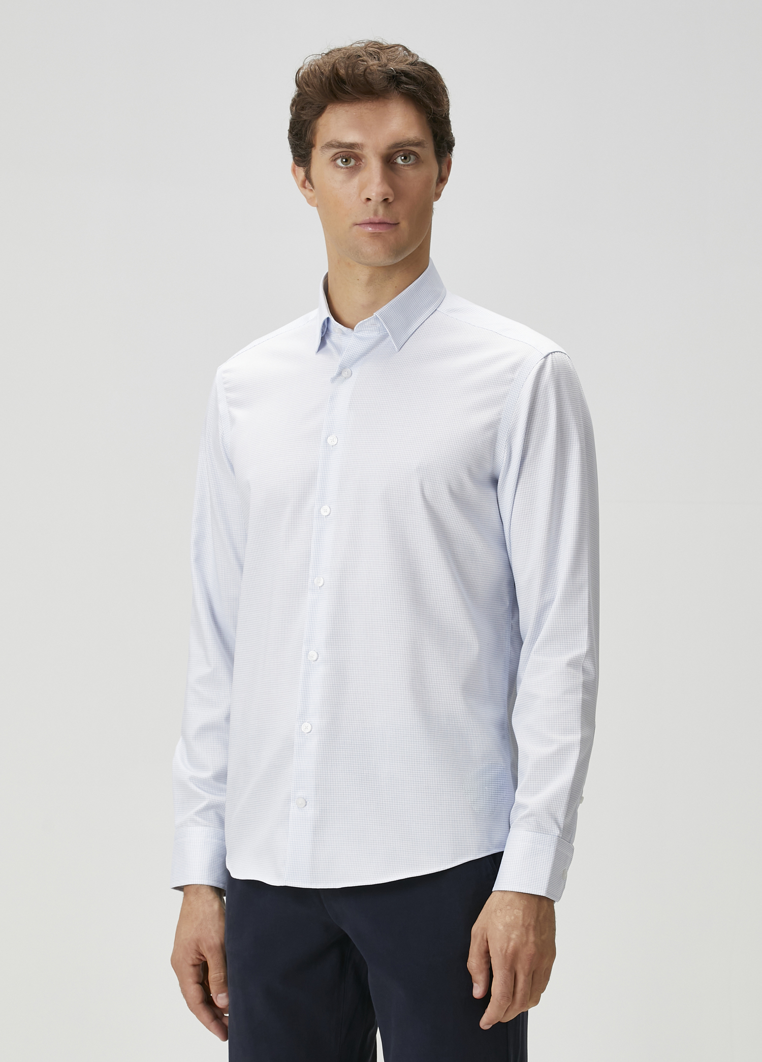 Comfort Fit Mavi Beyaz Non-iron Gömlek_2