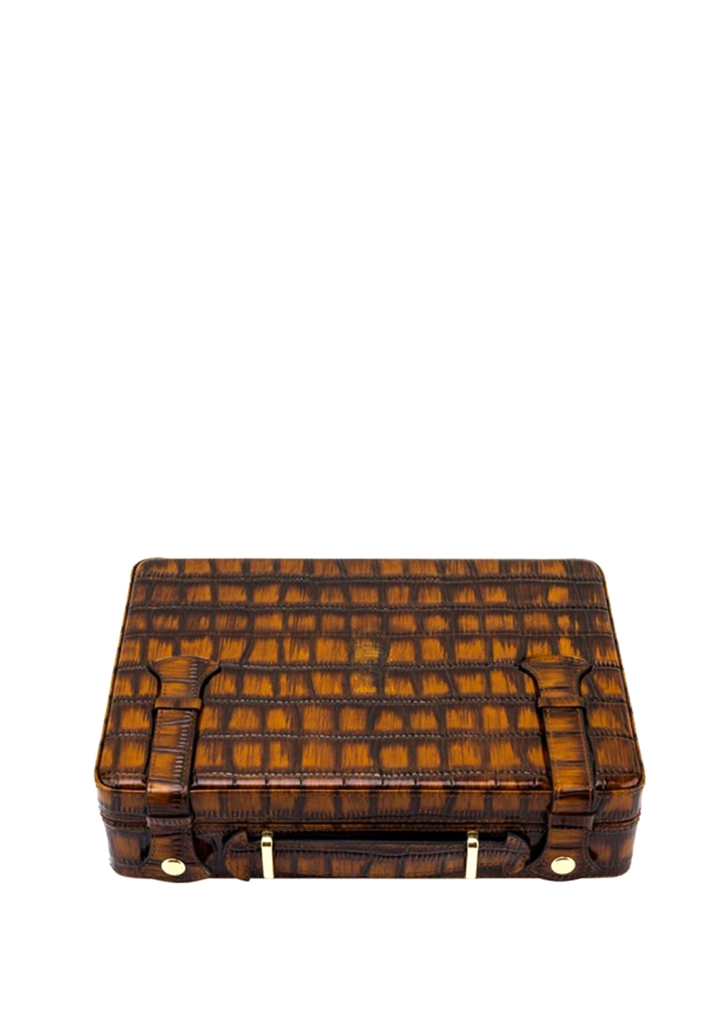 Deri Croco Kahve Humidor 18's El Çantası Puro Kutusu