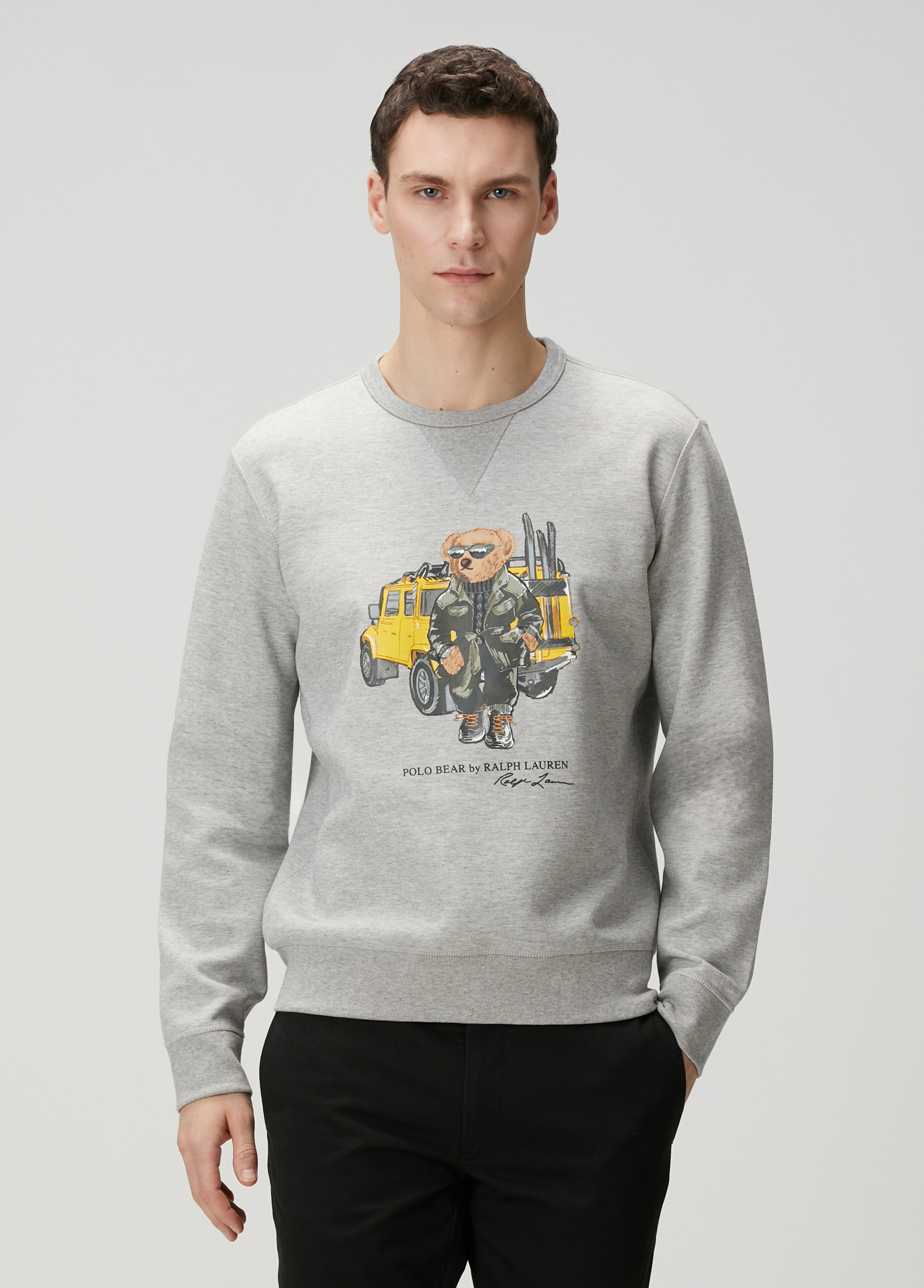 Açık Gri Logo Baskılı Sweatshirt