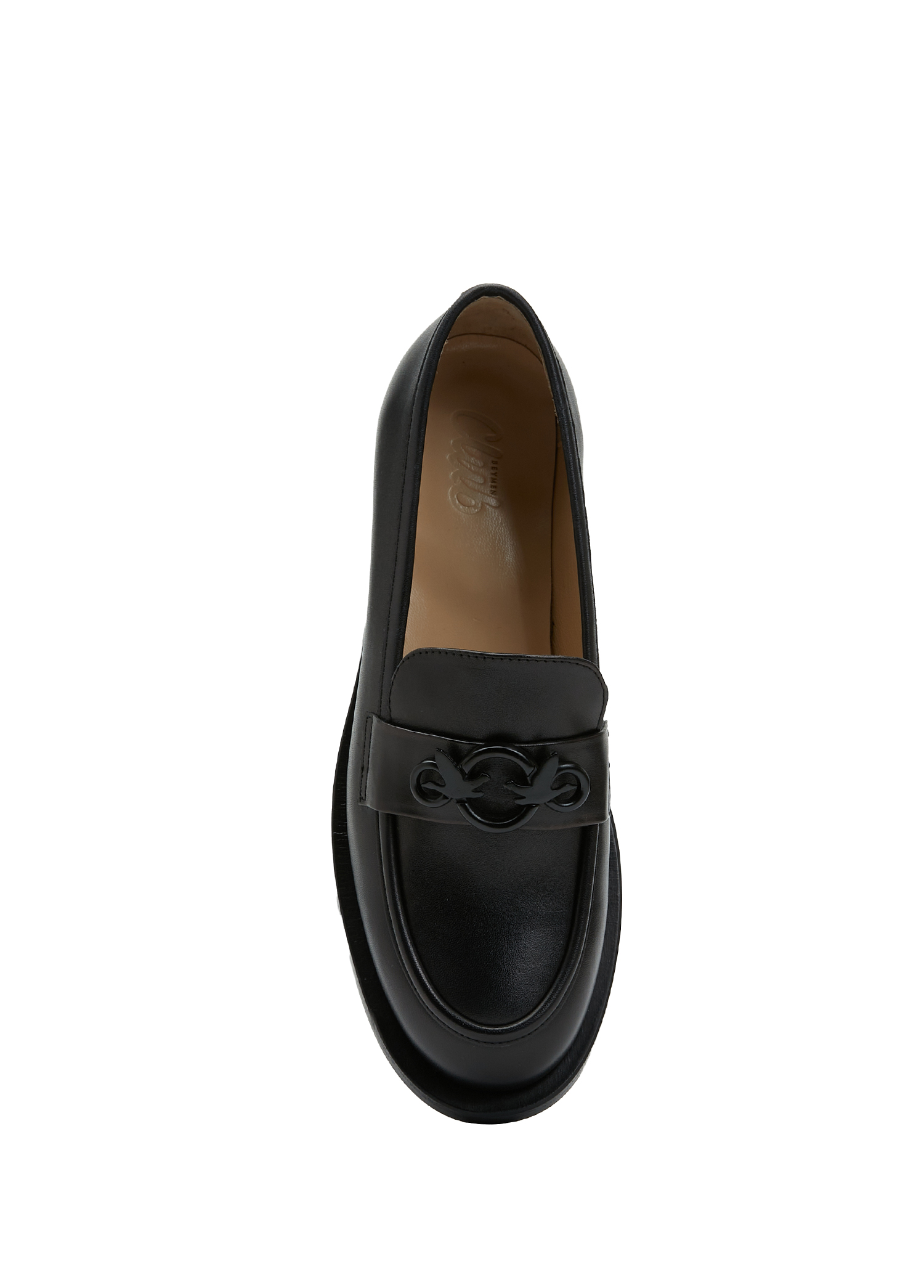 Siyah Logo Tokalı Kadın Deri Loafer_3