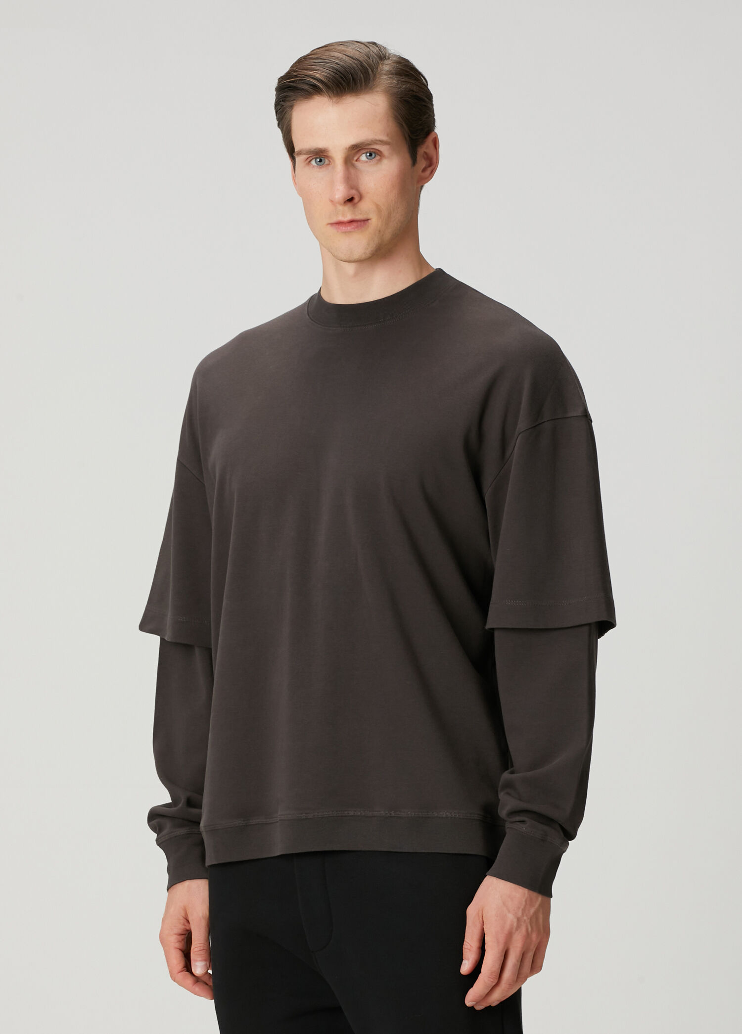 Kahverengi Uzun Kollu T-shirt