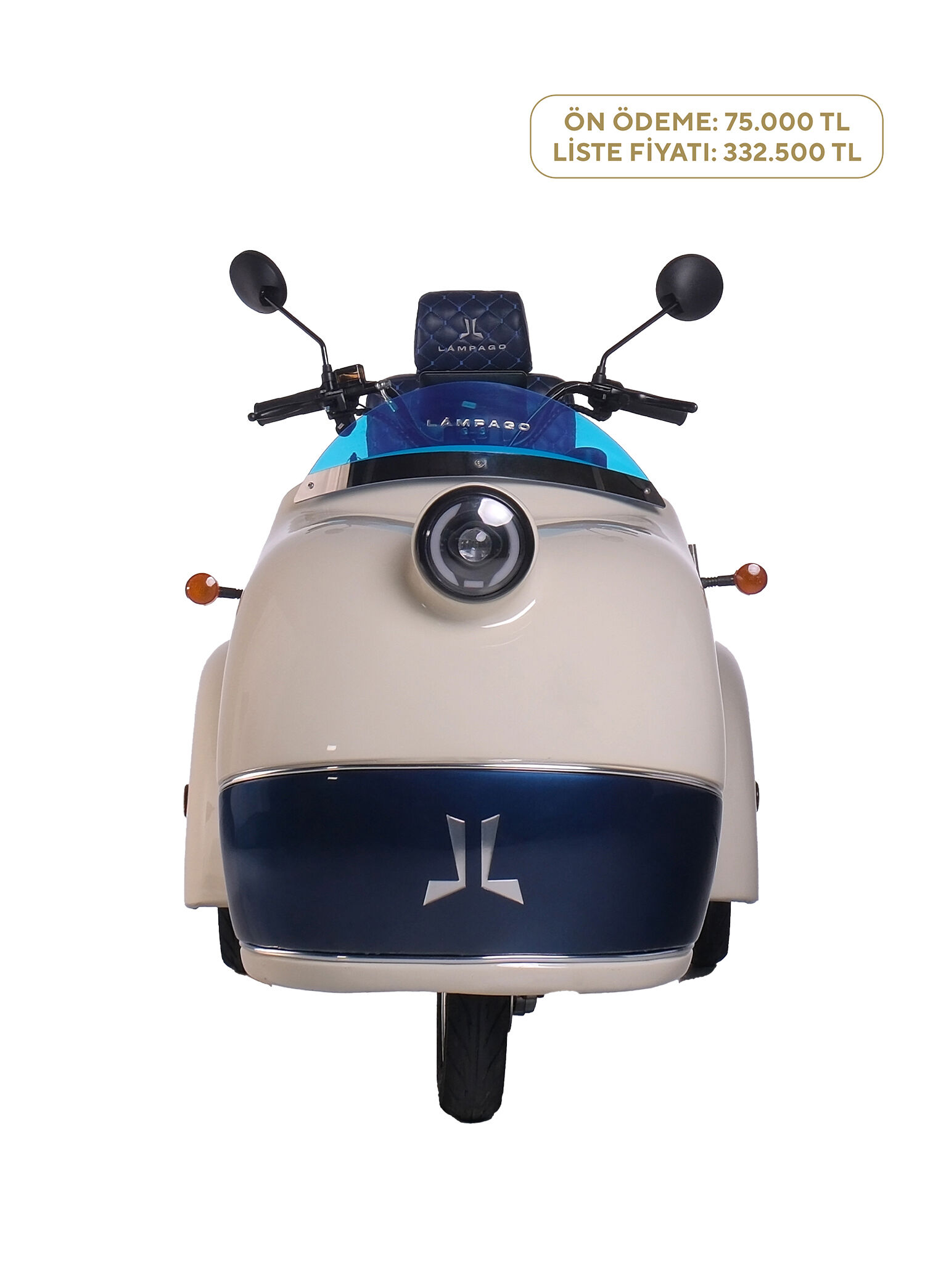 Elektrikli Krem Lacivert Moped Motosiklet