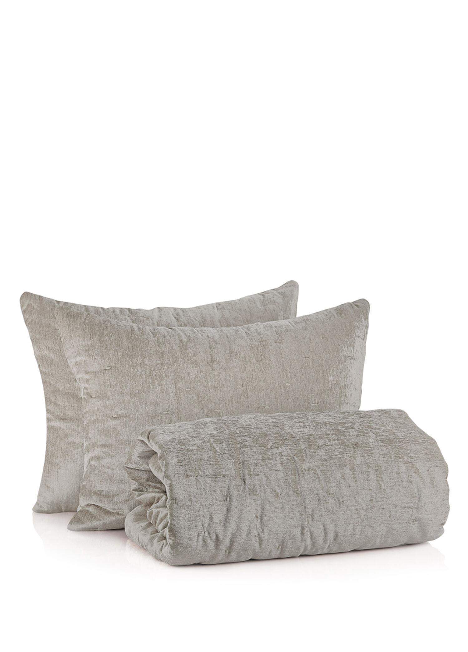 Kum Rengi Luxury İpek Kadife Çift Kişilik Yatak Örtüsü Seti 150 x 300 cm