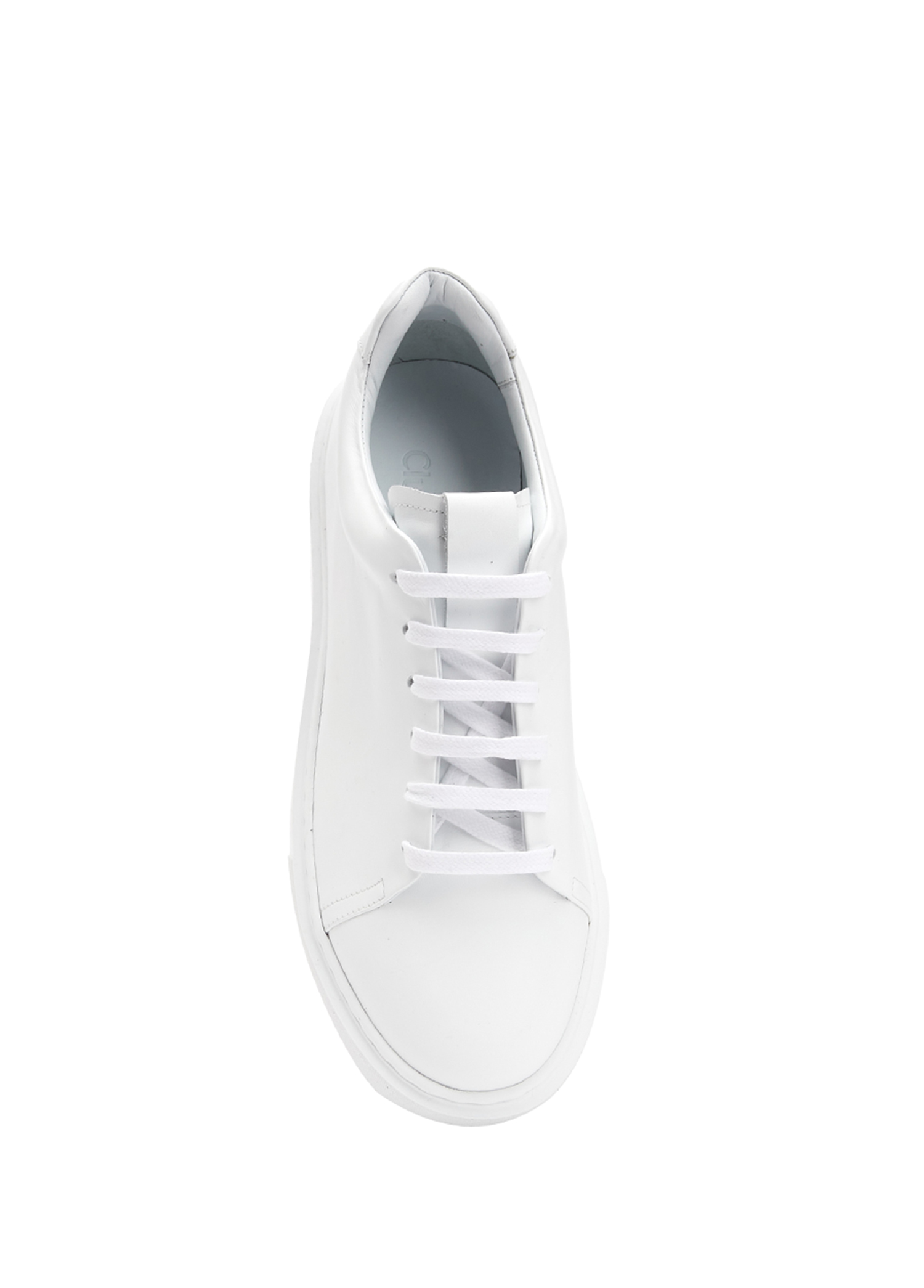 Ekru Kadın Deri Sneaker_2