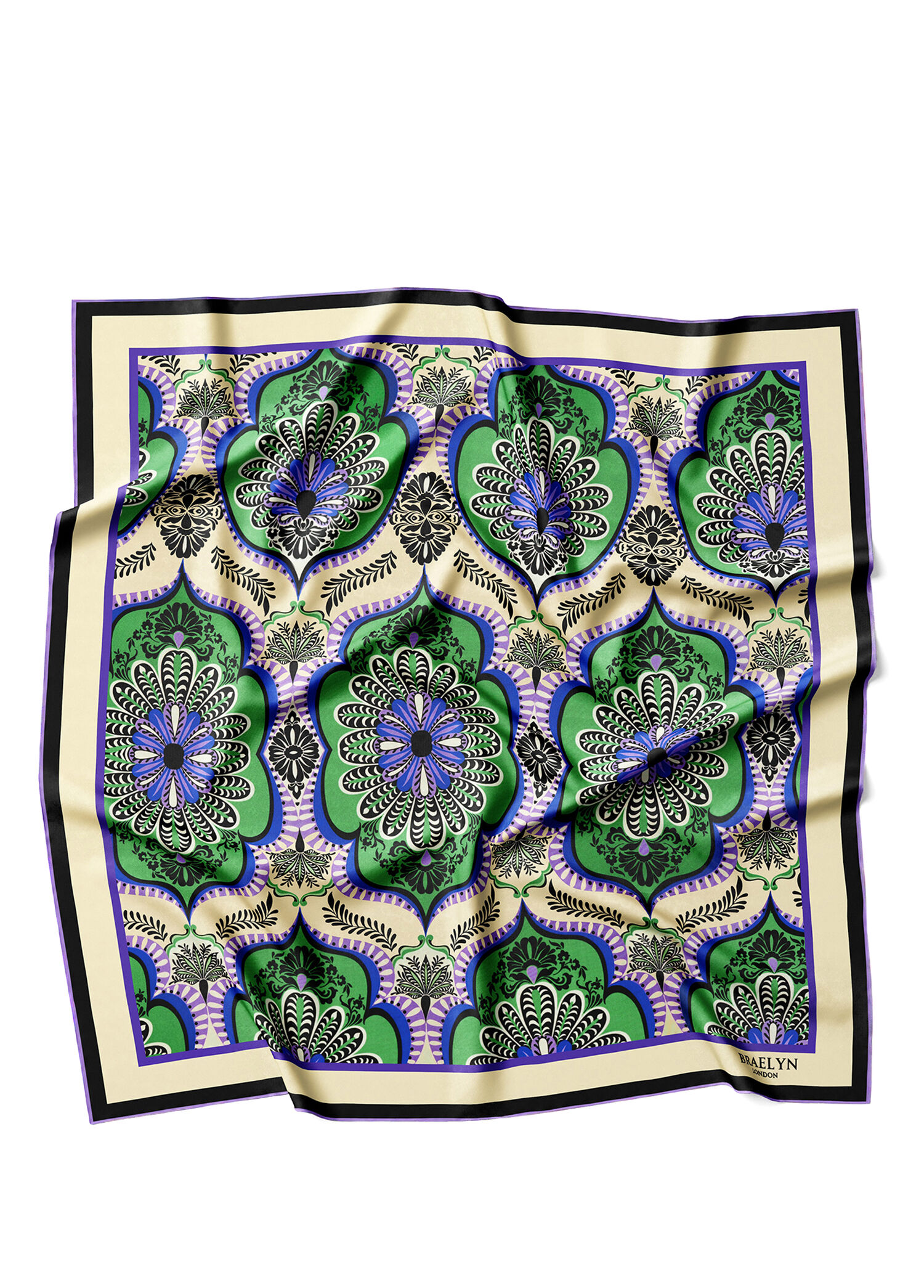 Emerald Medallion Renkli Twill İpek Kadın Eşarp