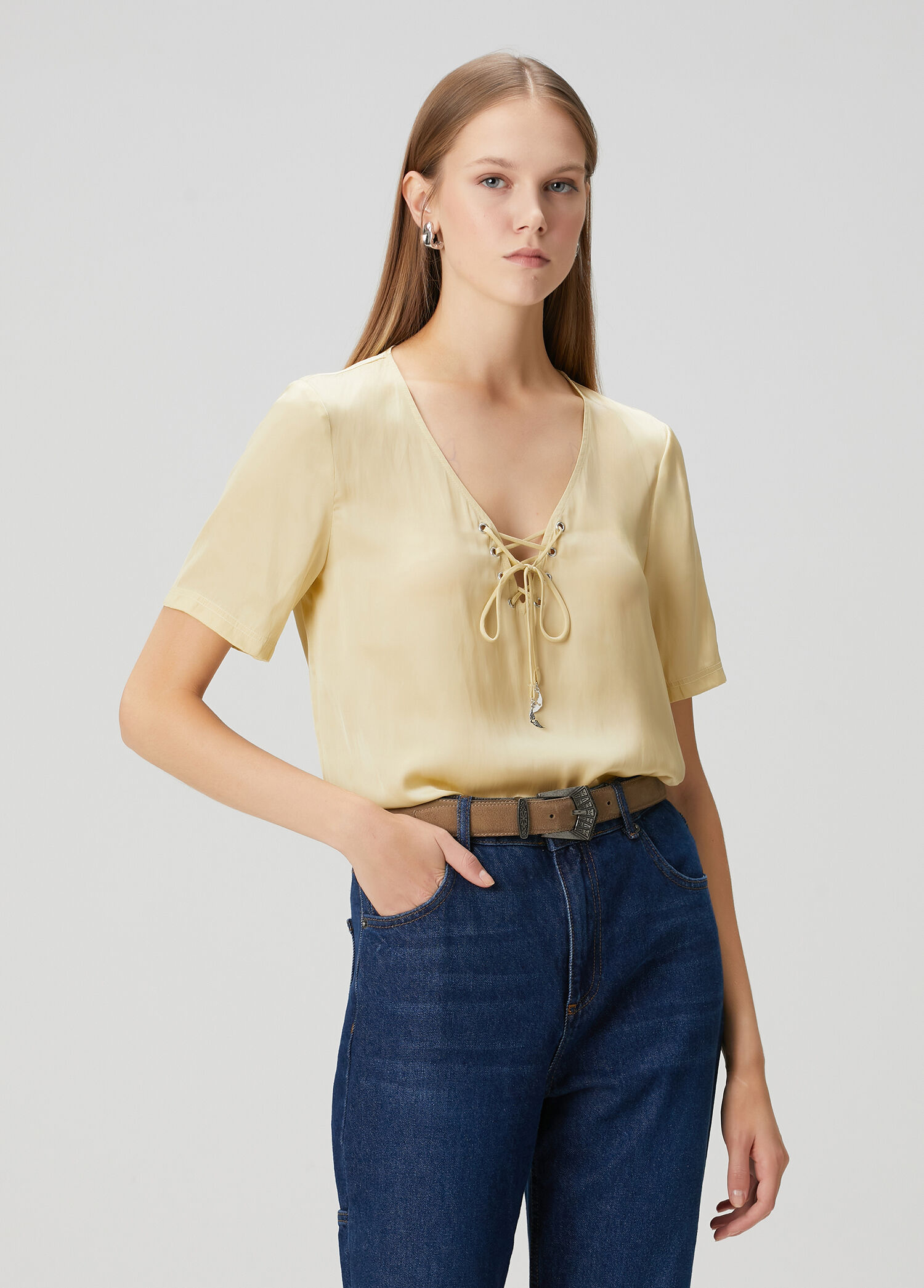 Terzo Yellow Satin Blouse