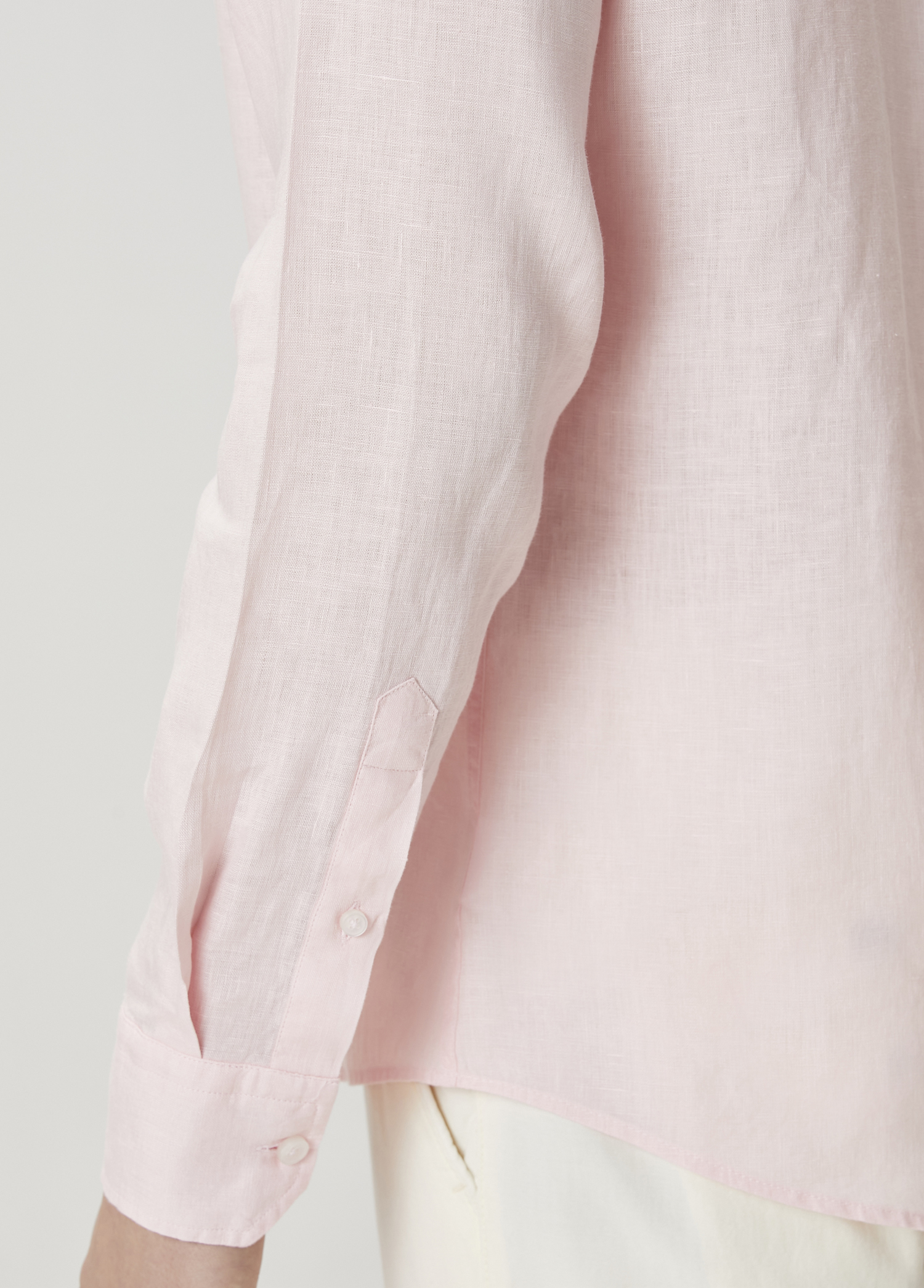 Comfort Fit Açık Pembe Keten Gömlek_6
