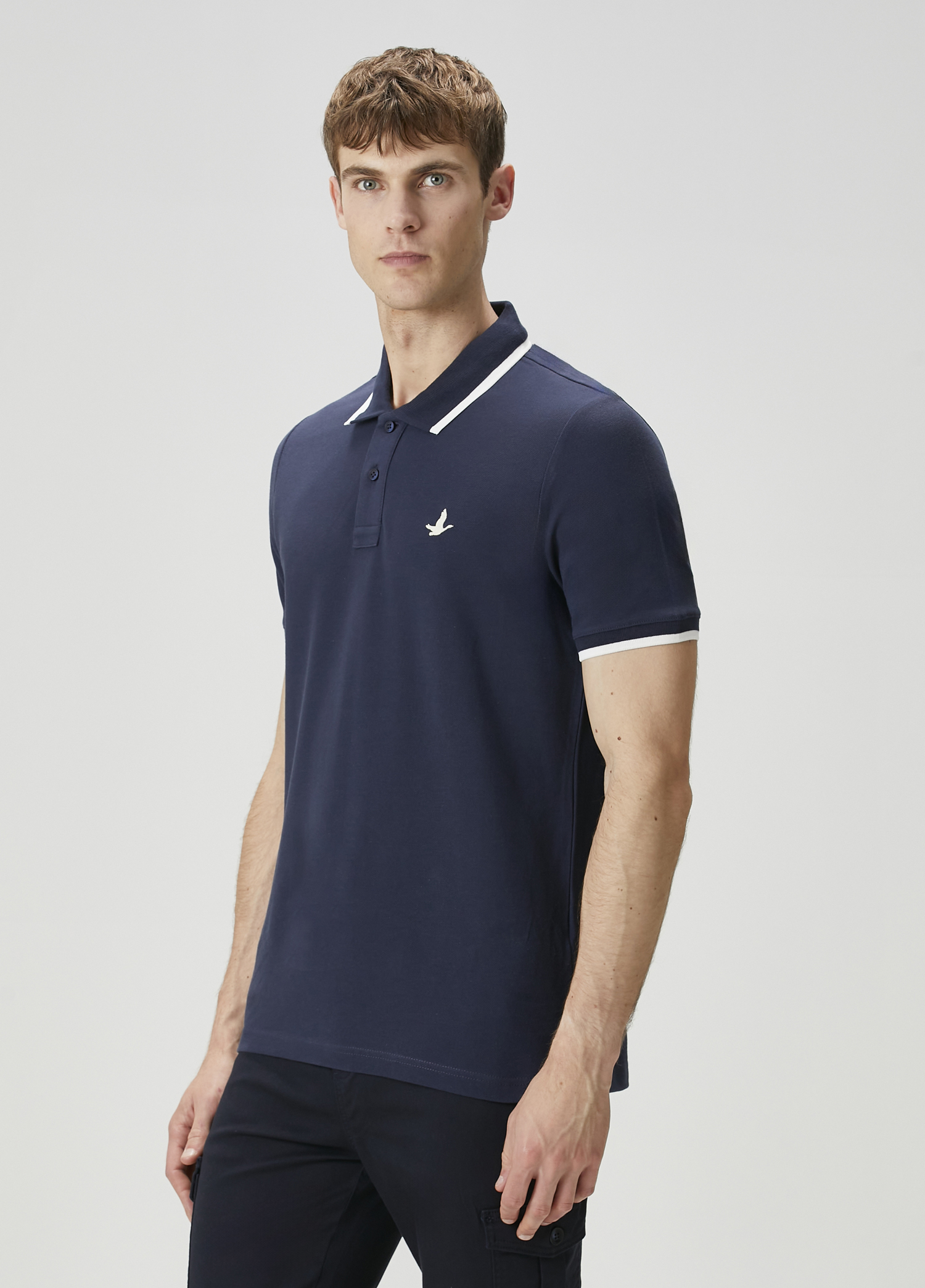 Lacivert Ekru Polo Yaka T-shirt_1