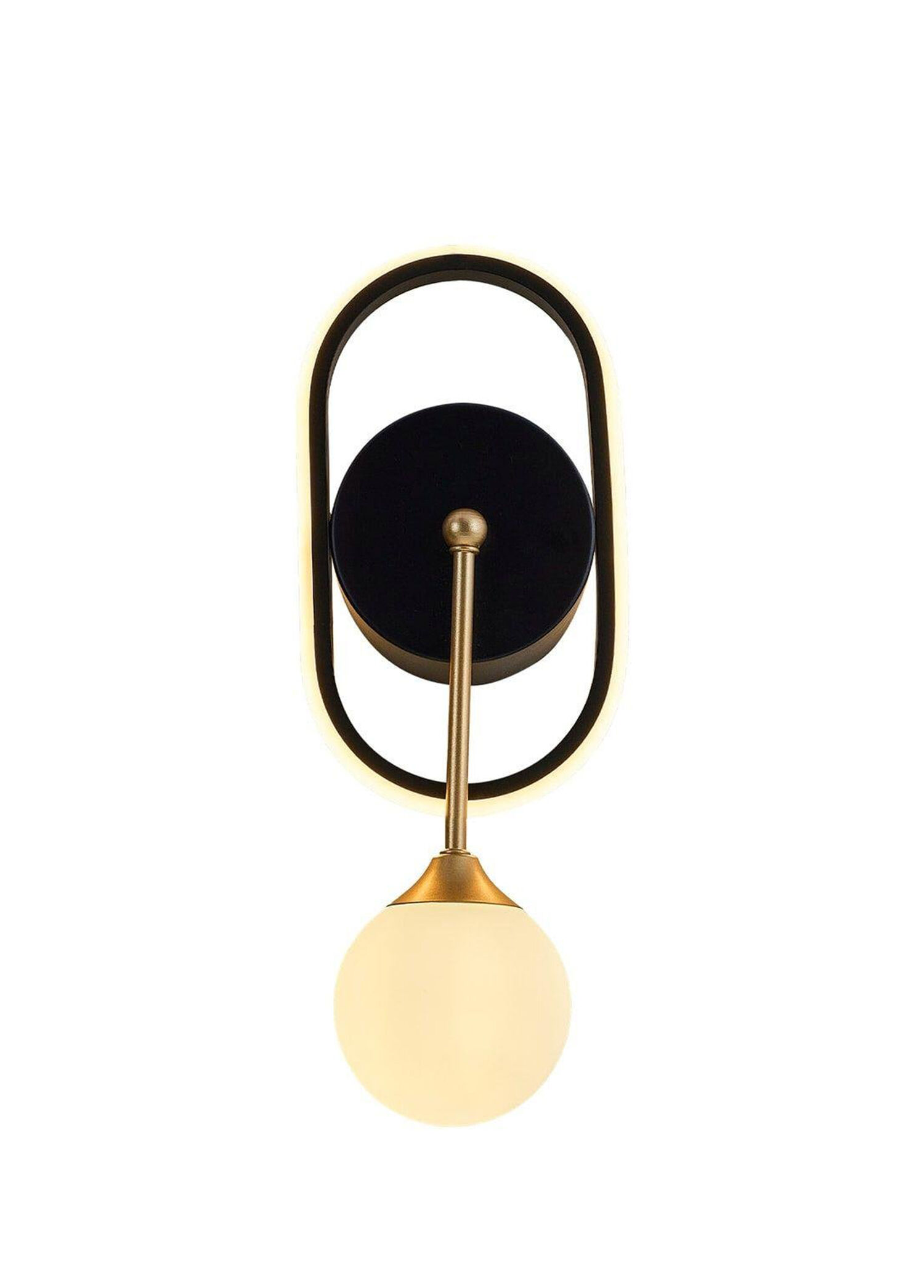 Elips Siyah Metal Led Aplik