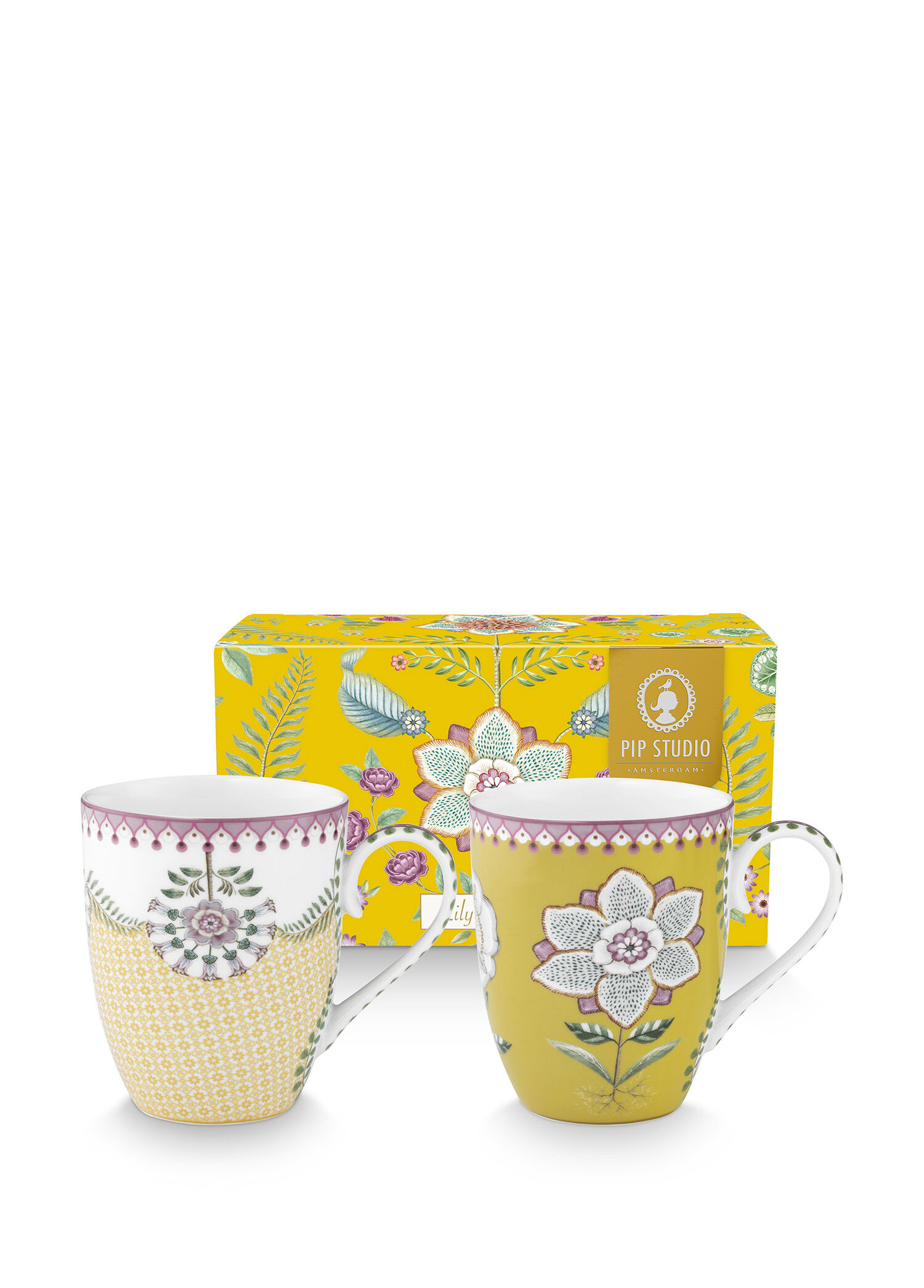 Lily & Lotus Sarı Büyük 2li Porselen Kupa Seti