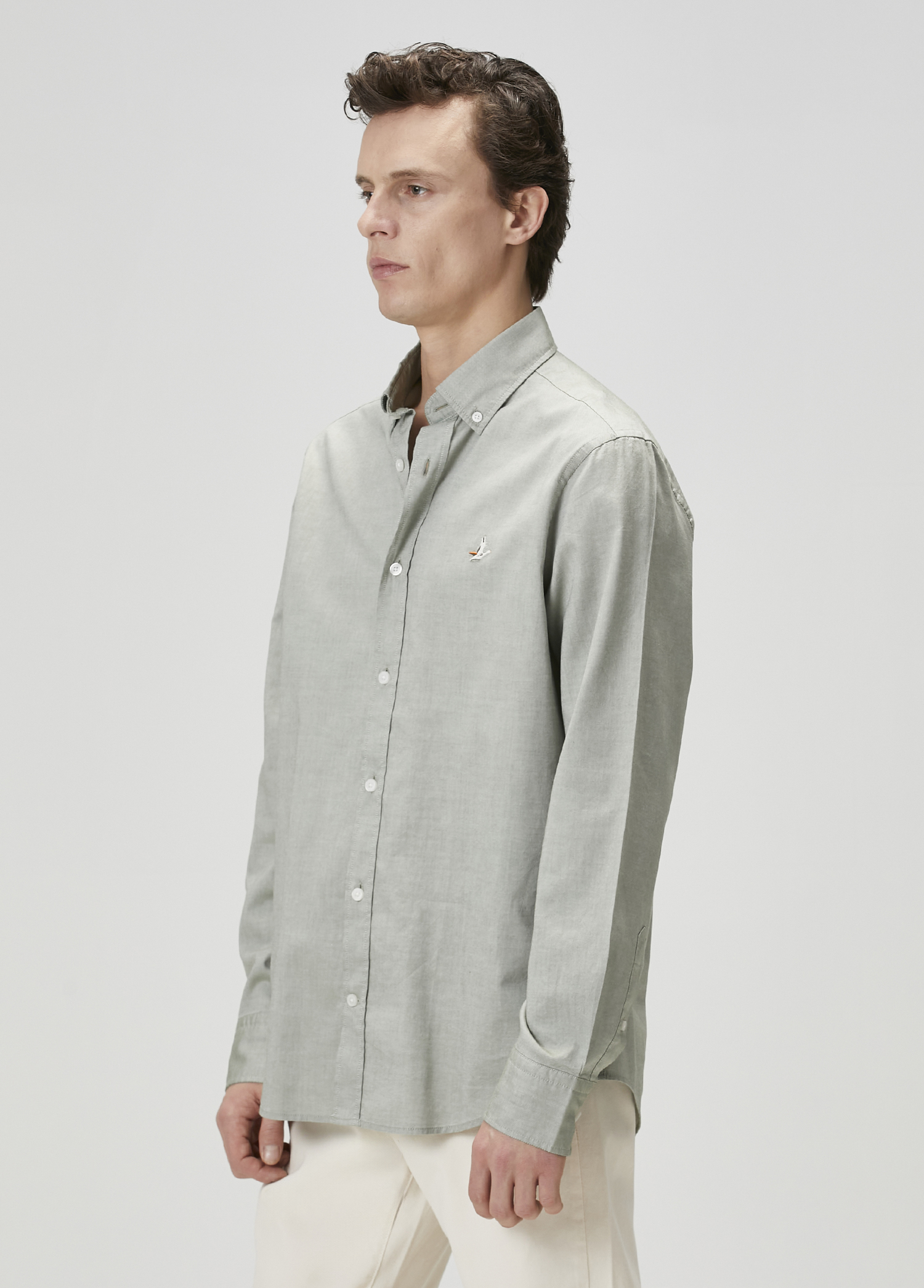 Comfort Fit Açık Haki Oxford Gömlek_3