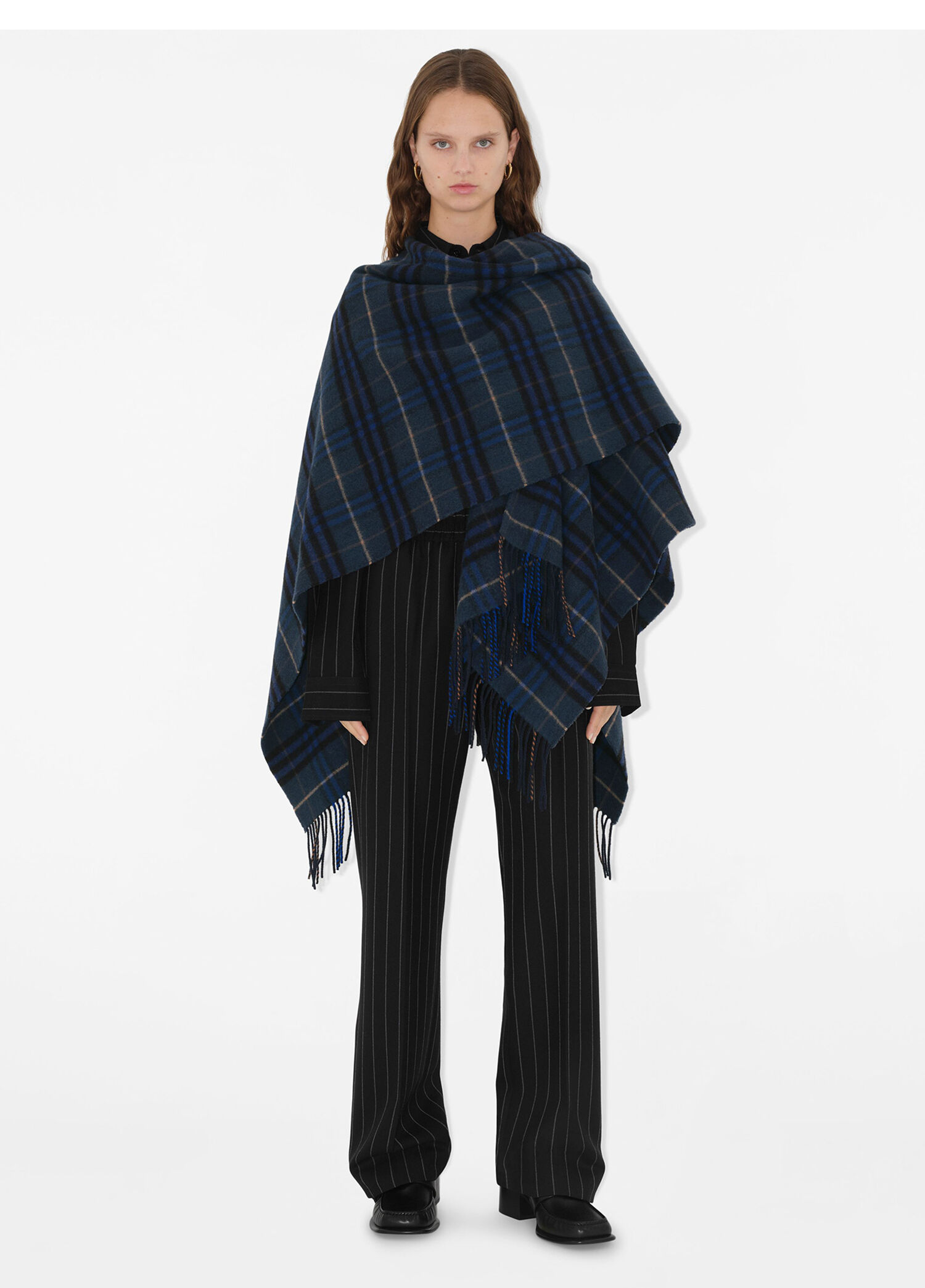Charlotte Cape Wool Cashmere Siyah Yün Kadın Panço