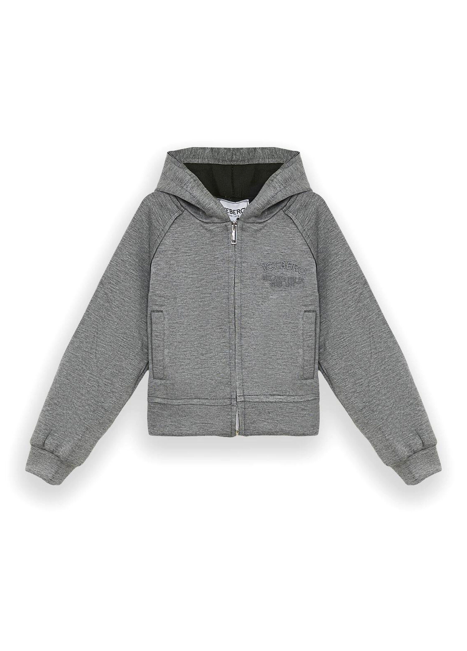 Gri Kapüşonlu Fermuarlı Kız Çocuk Sweatshirt