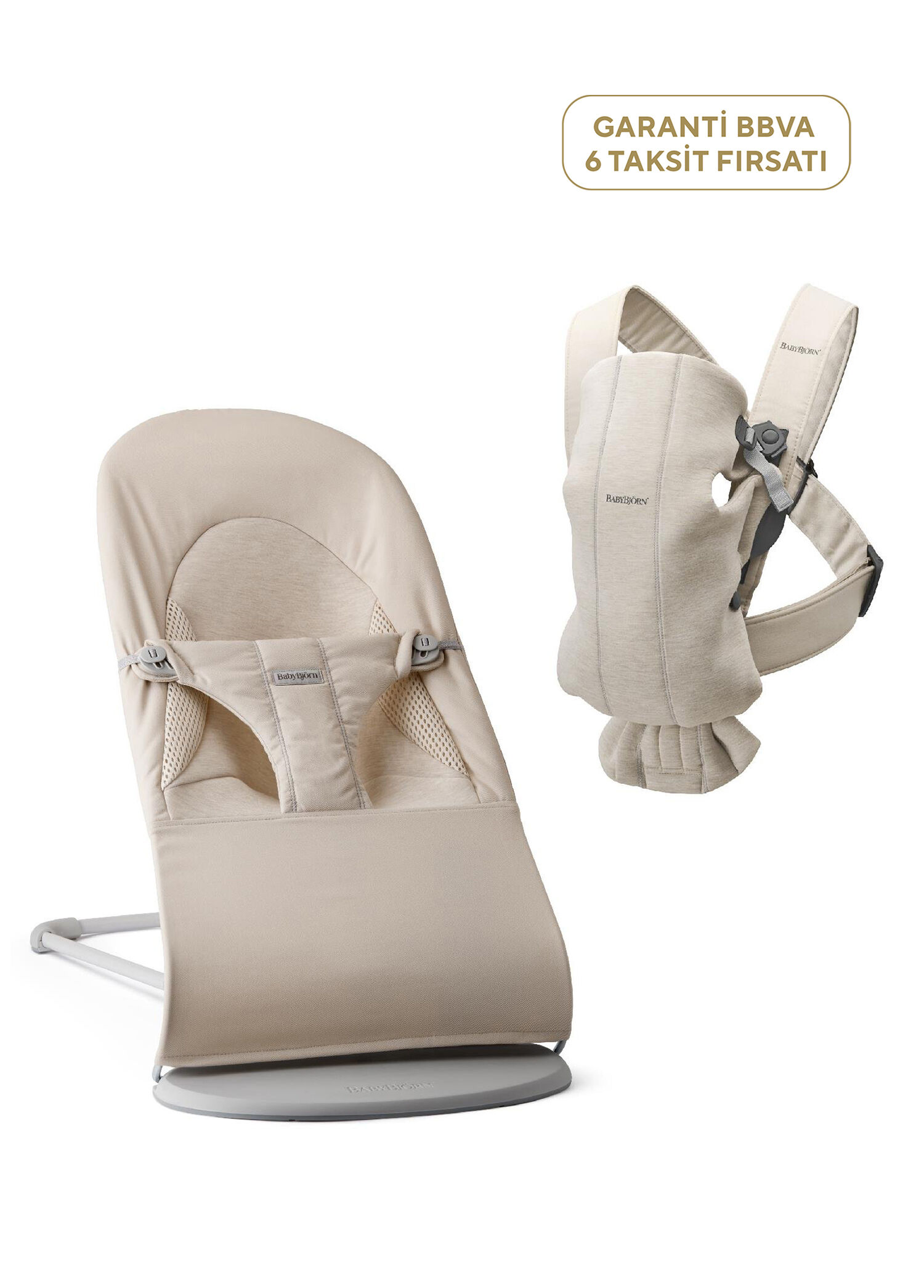 Balance Soft Woven Jersey Üçlü Kumaş 0-13 kg Ana Kucağı ve Light Beige Mini 3D Jersey Kanguru 2'li Set