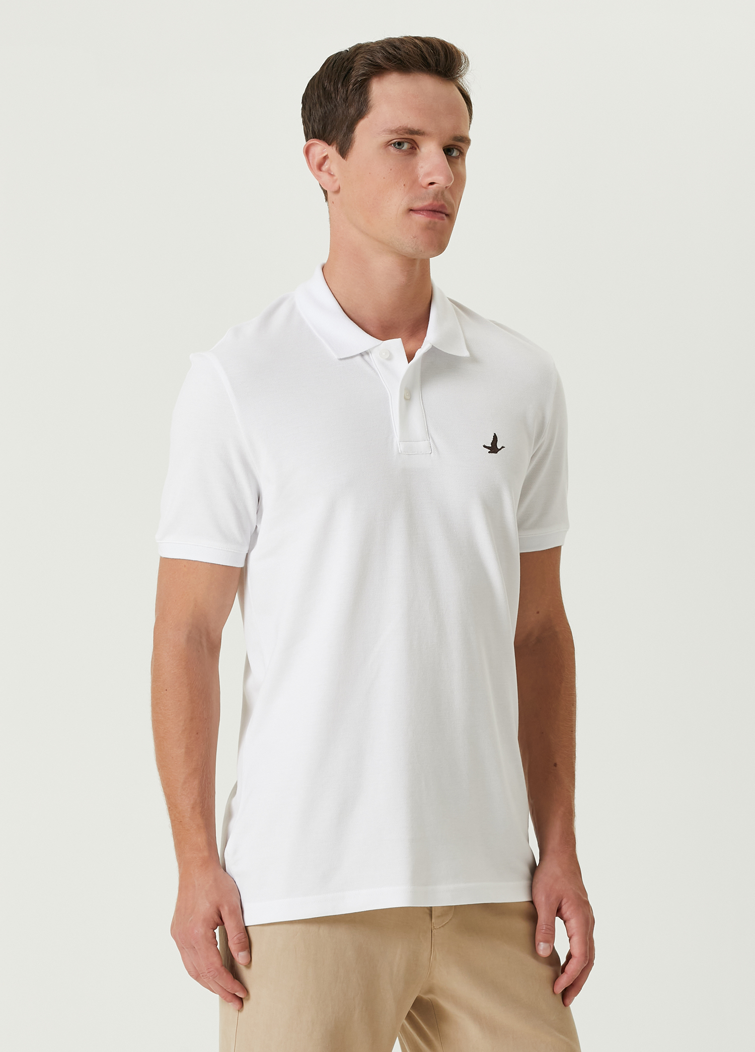 Comfort Fit Beyaz Polo Yaka T-shirt_2