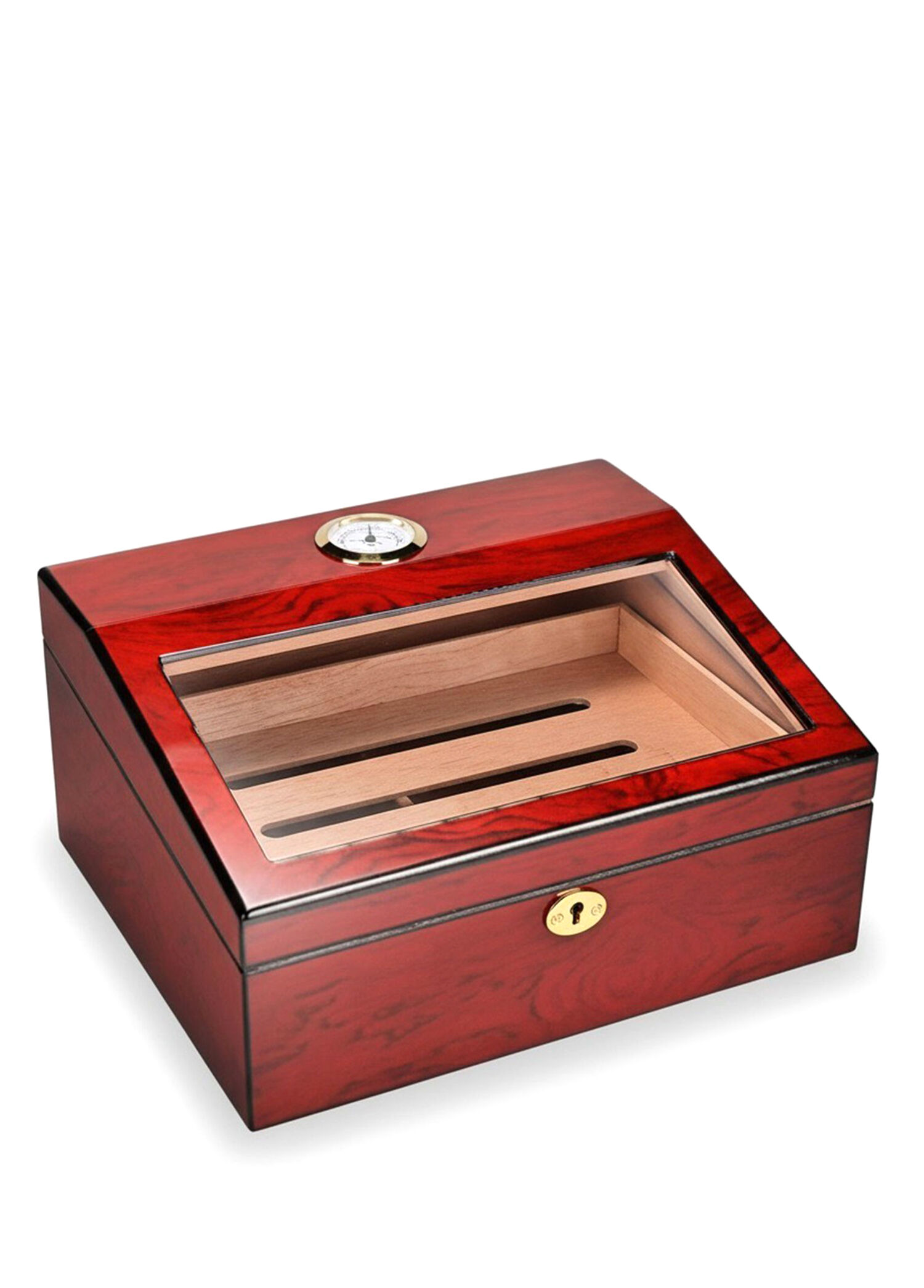 Humidor 40's Kahverengi Ceviz Sedir Ağacı Camlı Puro Kutusu