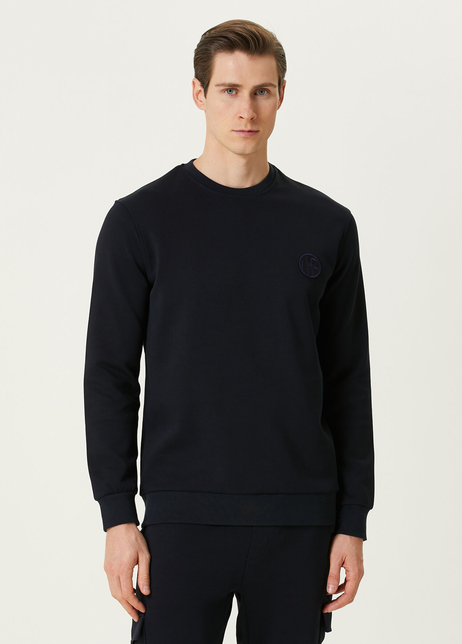 Lacivert Logo Nakışlı Sweatshirt