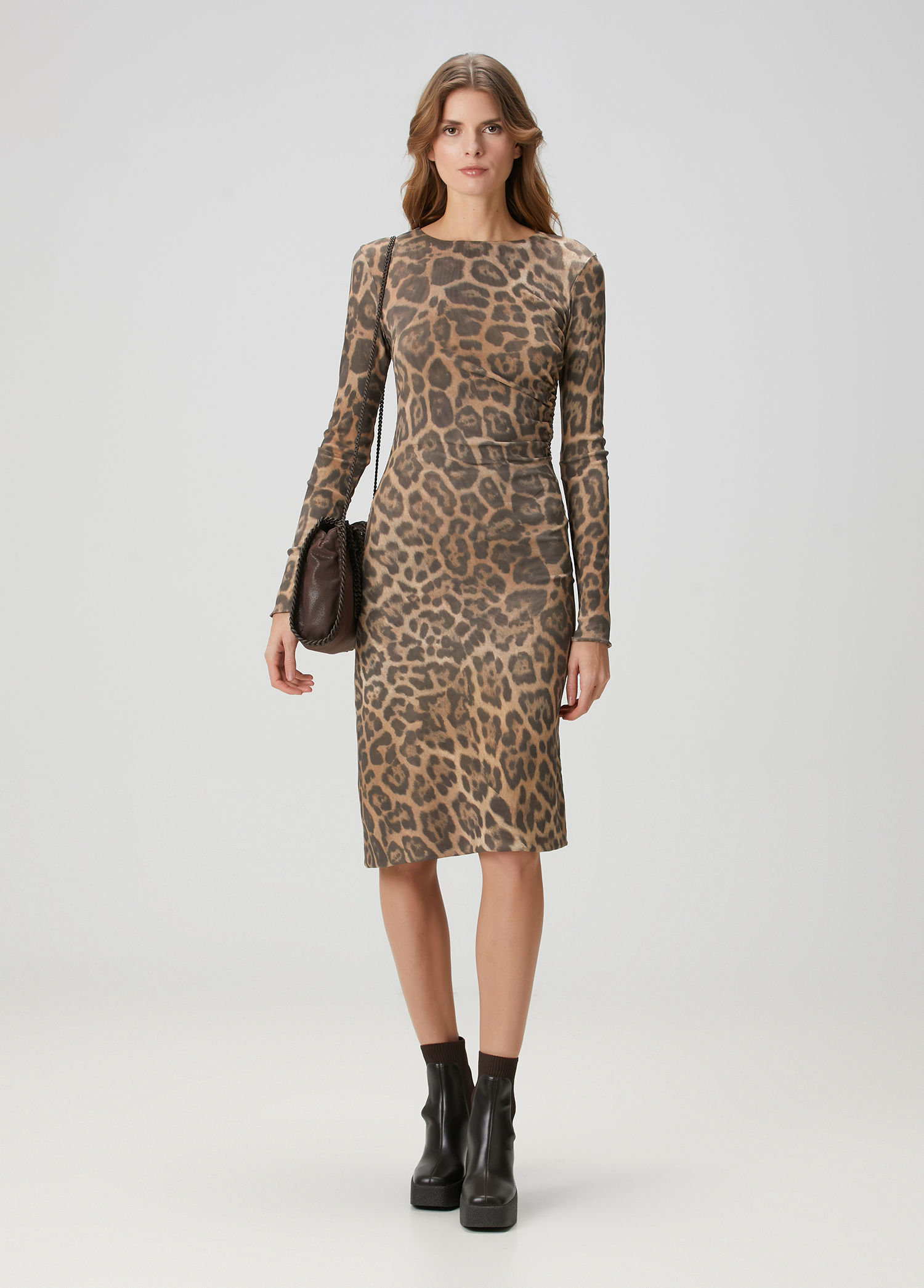 Leopar Midi Elbise