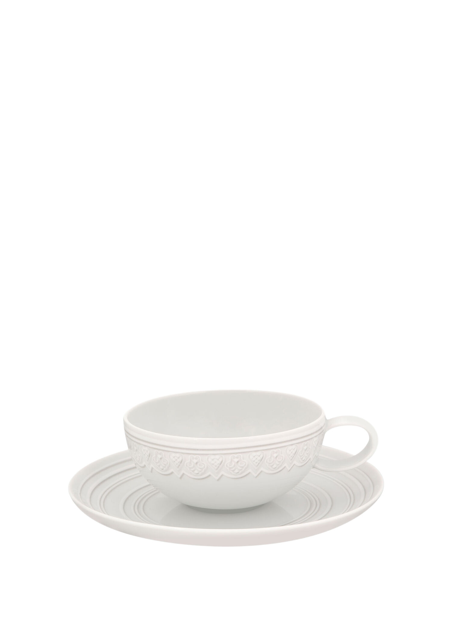 Ornament Beyaz Porselen Çay Fincanı