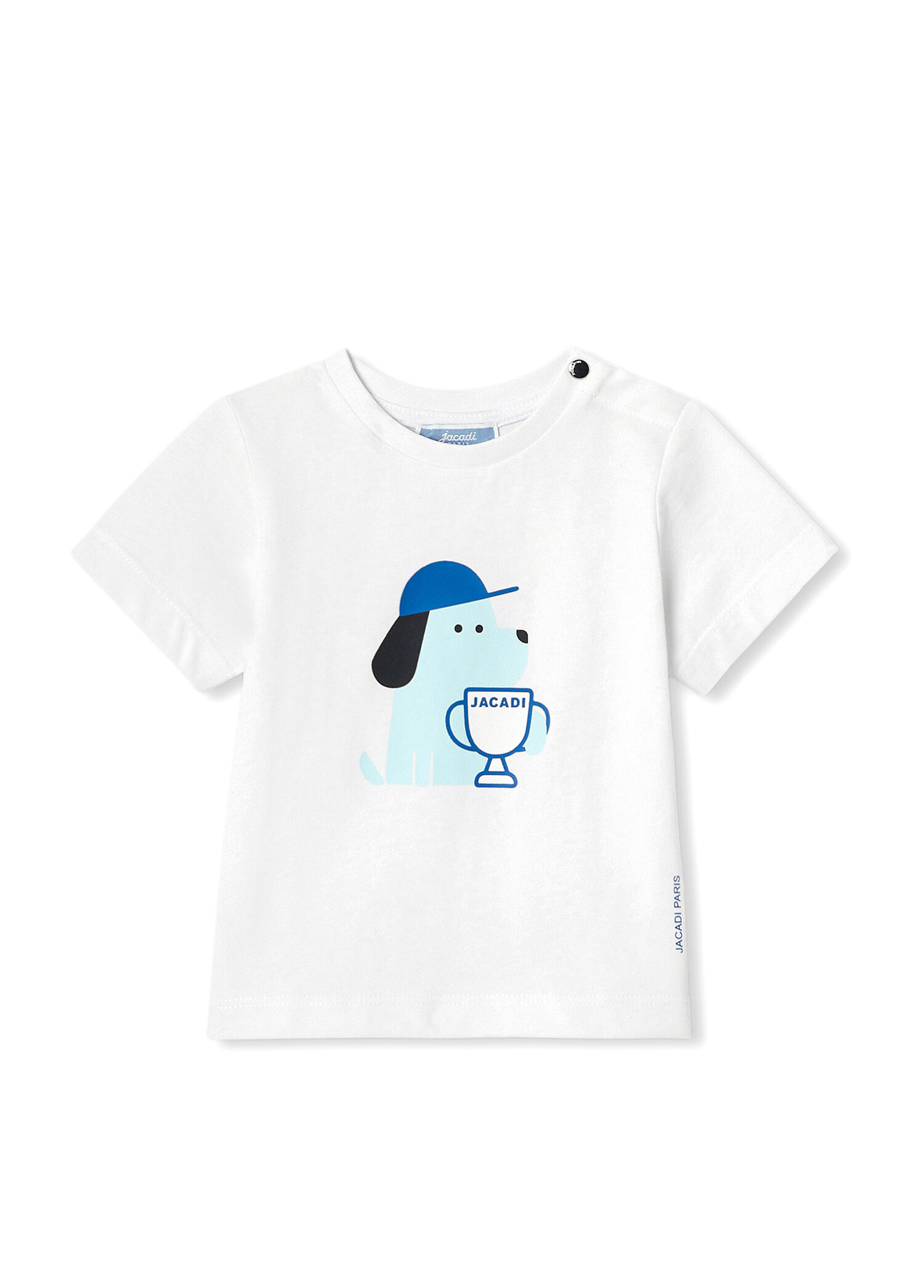 Beyaz Baskılı Pamuklu Kısa Kollu Erkek Bebek T-shirt