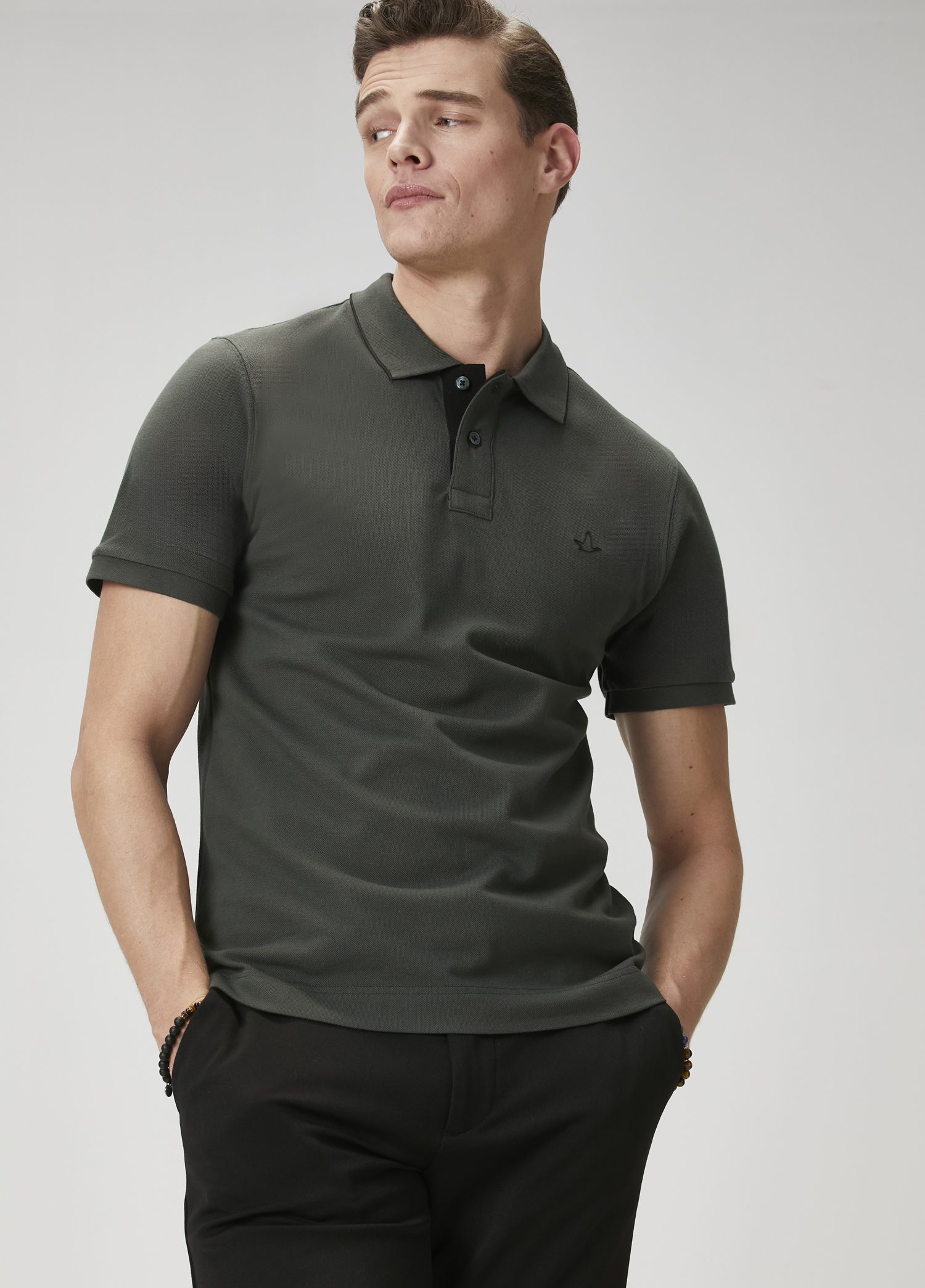 Slim Fit Haki Polo Yaka T-shirt_3