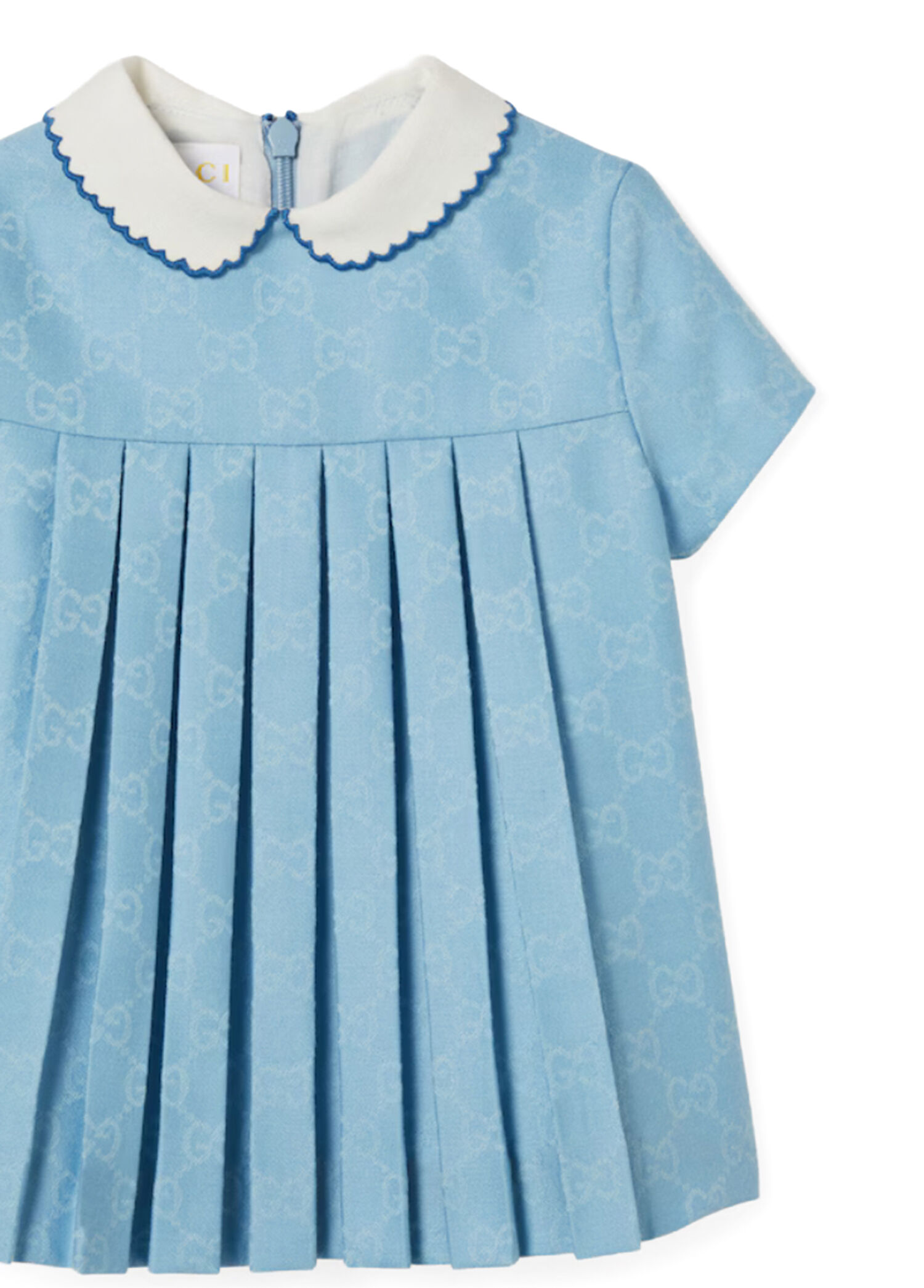 gucci light blue dress Blue GG Lam Dress With Detachable Collar