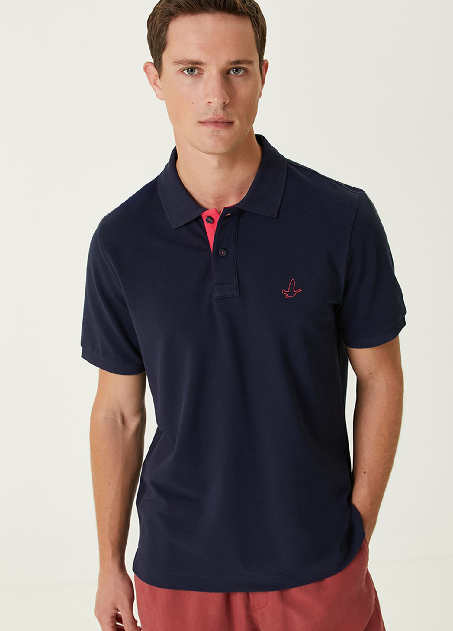 Comfort Fit Lacivert Polo Yaka T-shirt_1