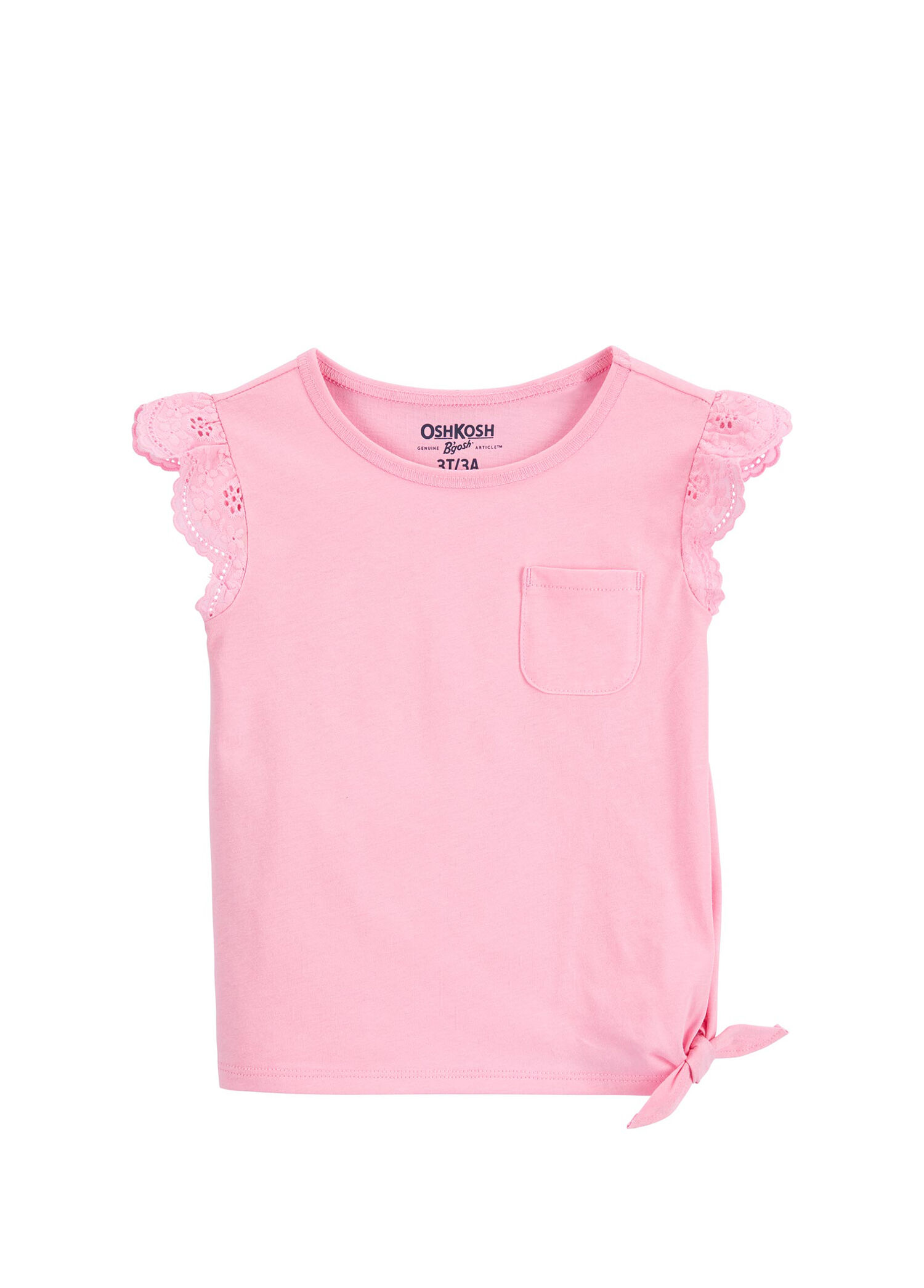 Pembe Dantel Detaylı Kısa Kollu Kız Çocuk T-shirt