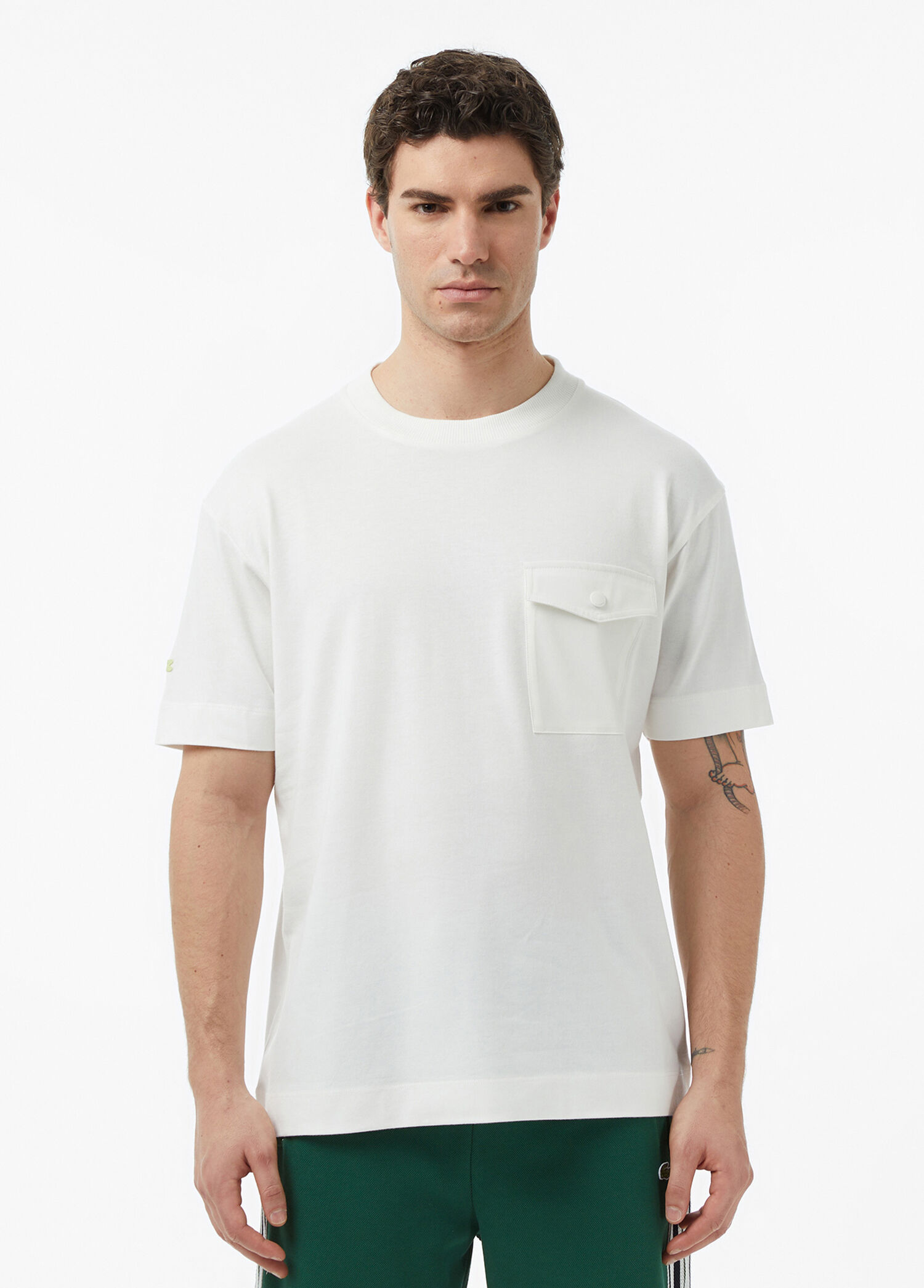 Krem Relaxed Fit Bisiklet Yaka Kısa Kollu Erkek T-Shirt