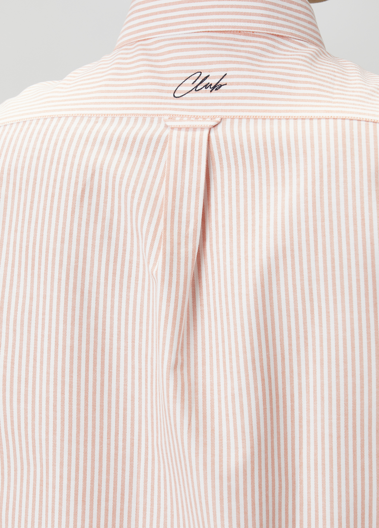 Comfort Fit Turuncu Çizgi Desenli Oxford Gömlek_6