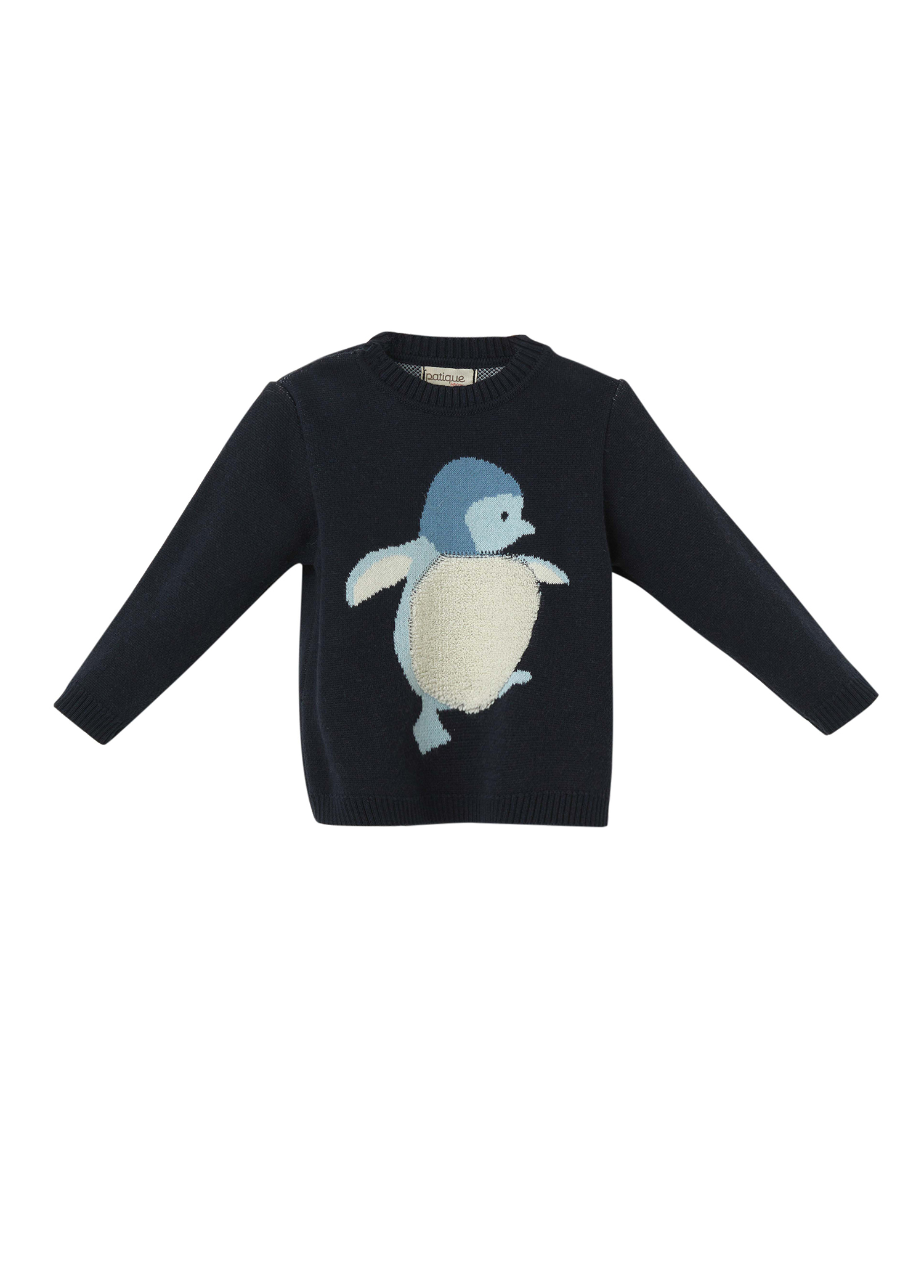 Organik Pamuk Penguen Desenli Lacivert Unisex Çocuk Kazak