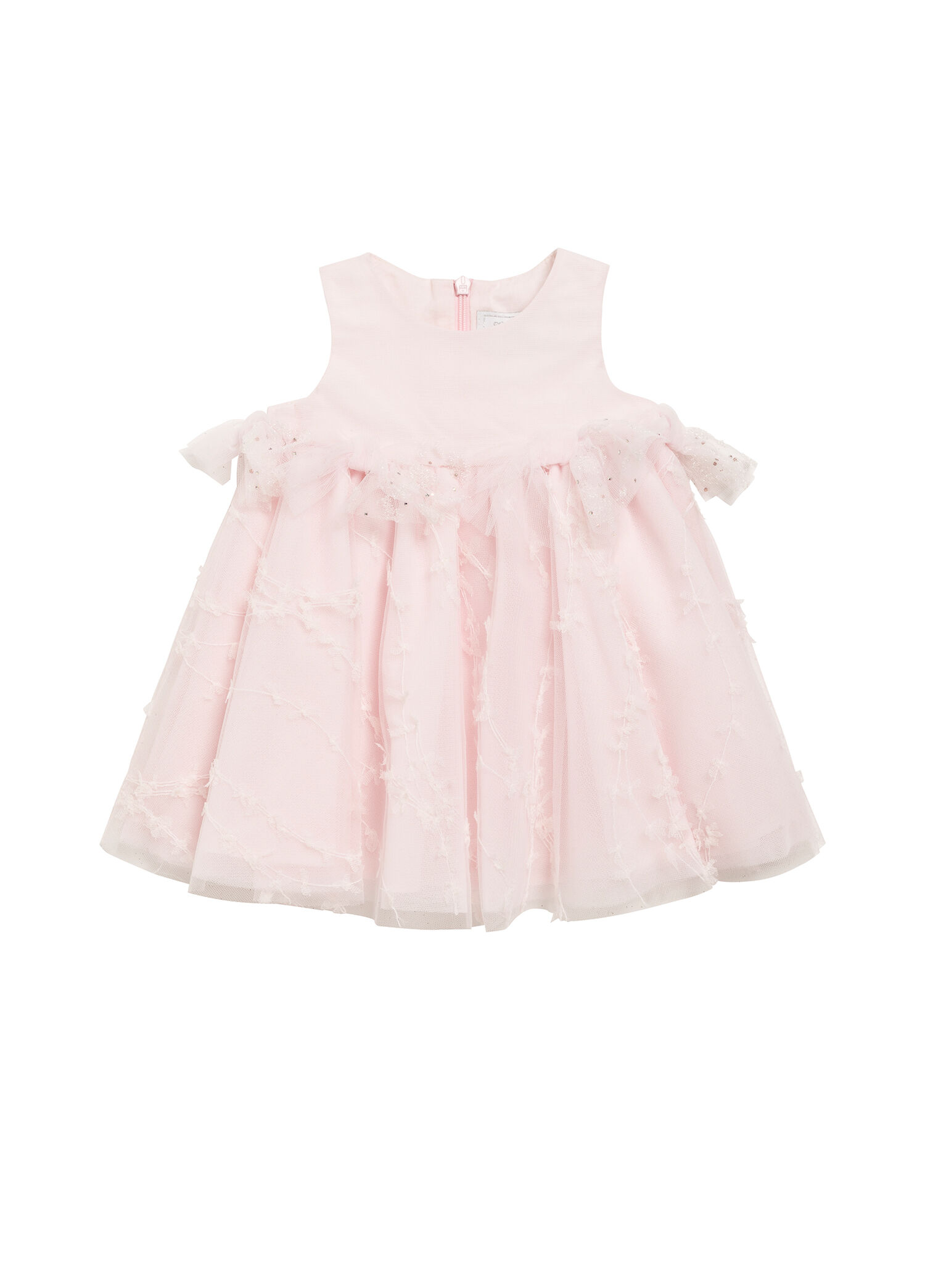 Pembe Tütülü Kolsuz Kız Bebek Elbise