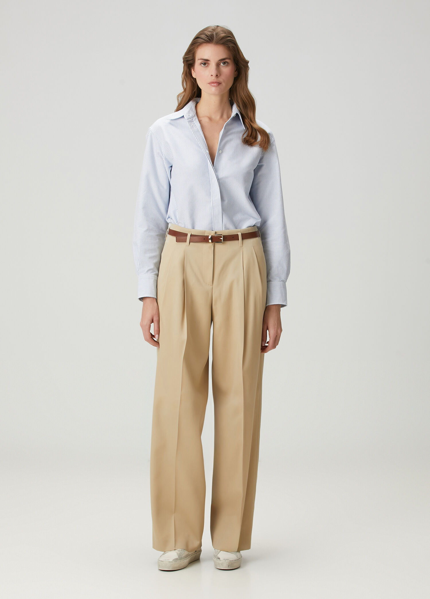 Kum Wide Leg Yün Gabardin Pantolon