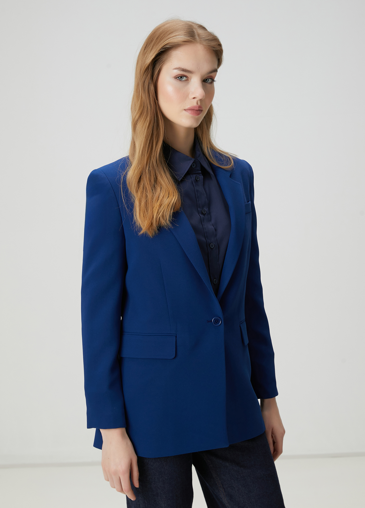 Lacivert Krep Blazer_2