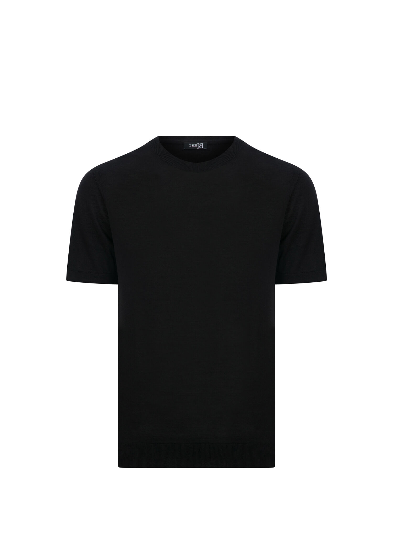 Osnago Siyah Yünlü Slim Fit Kısa Kollu Erkek Triko T-Shirt