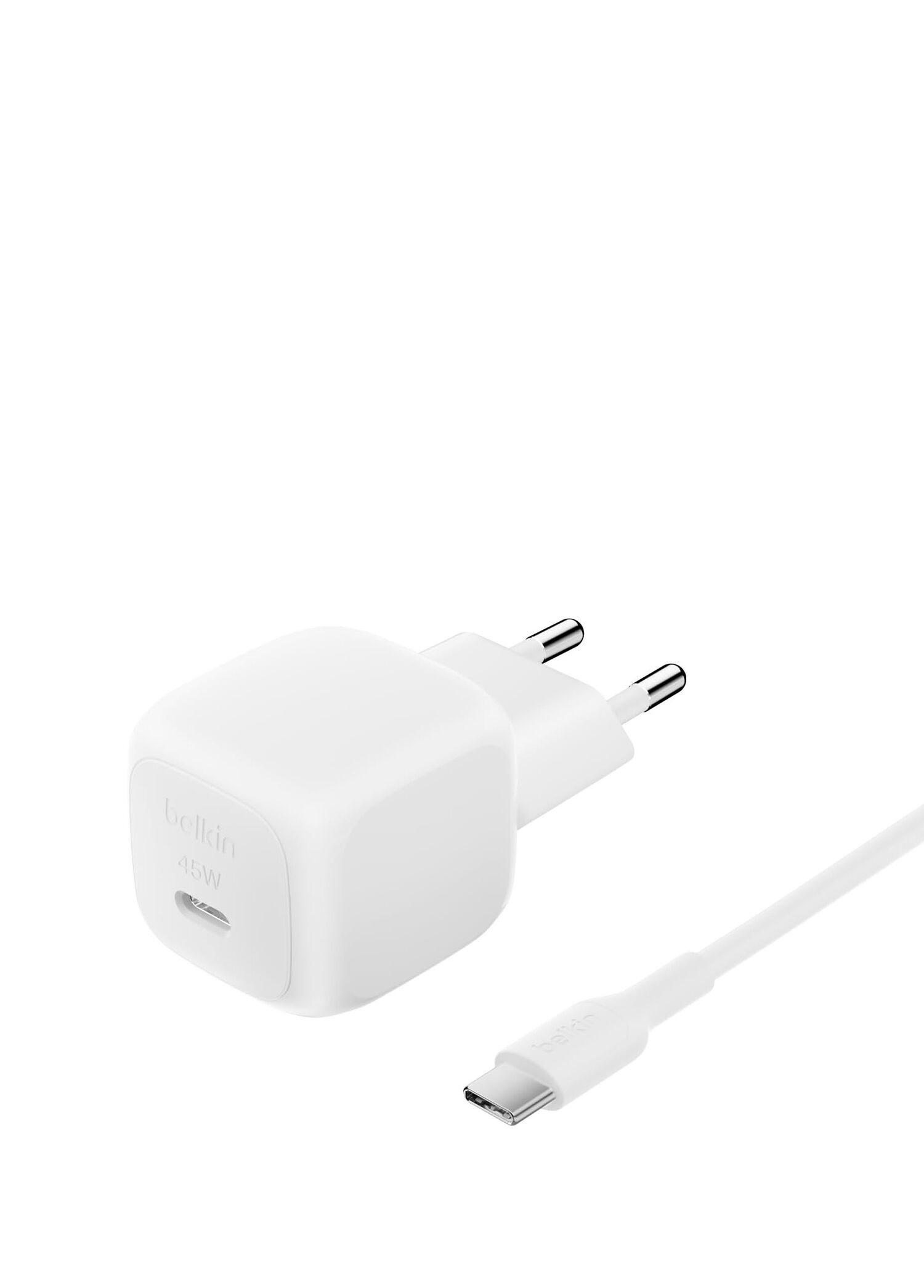 Kompakt USB-C Beyaz Güç İletimli Hızlı Şarj Aleti 45 W