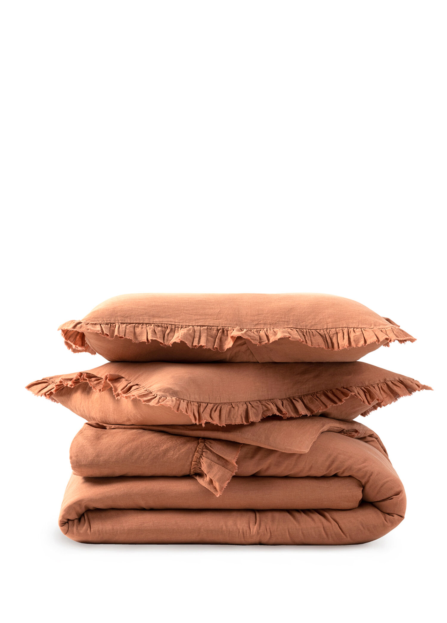 Frill Taba Keten Çift Kişilik Nevresim Kılıfı 200 x 220 cm