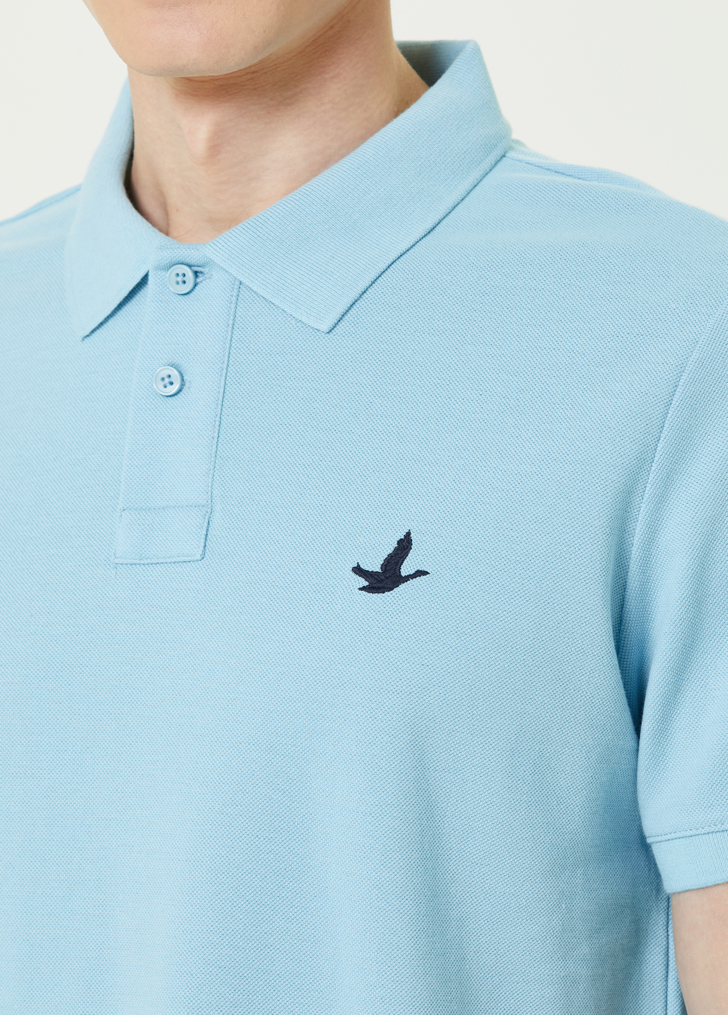 Comfort Fit Açık Mavi Polo Yaka T-shirt_4